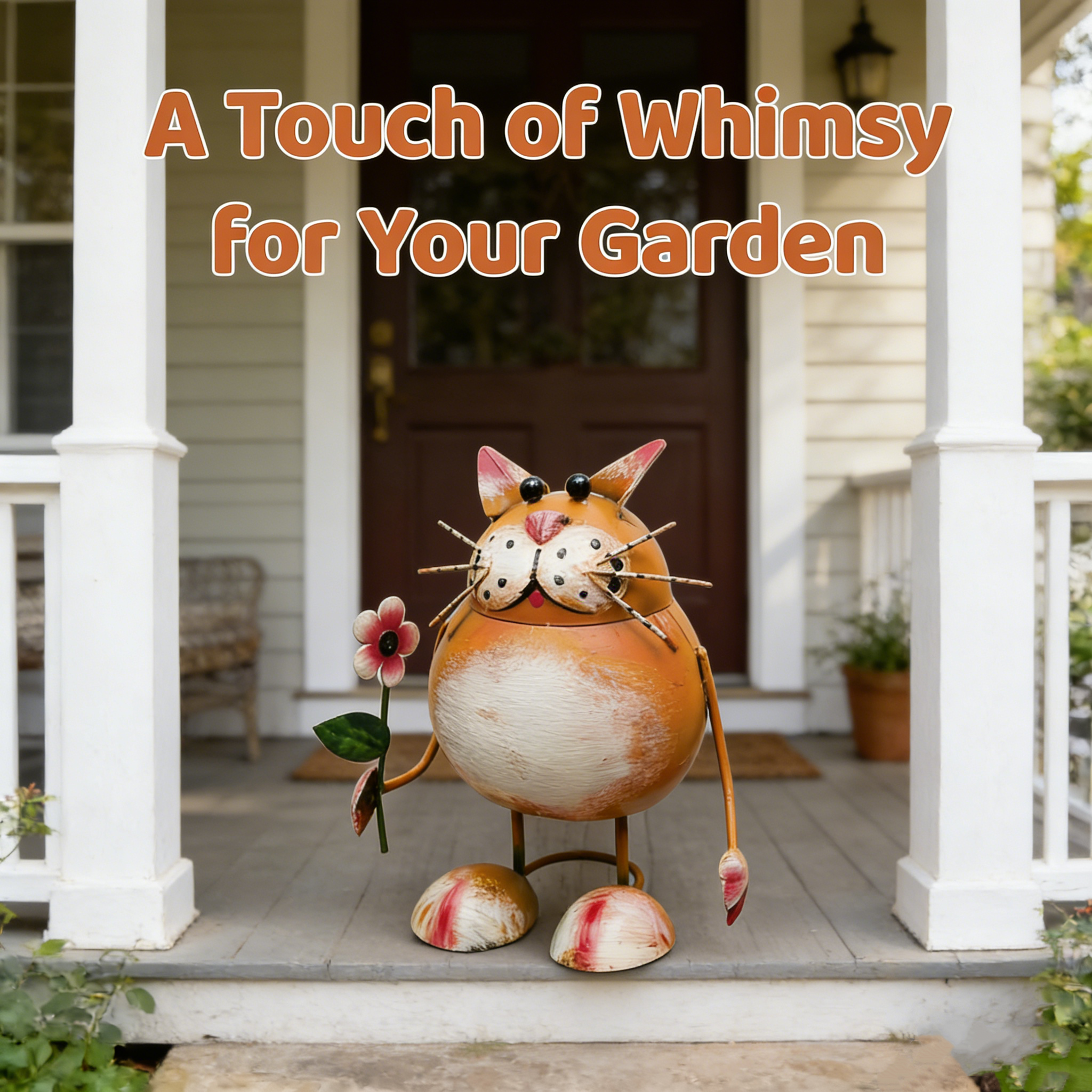 Rustic Cat-Shaped Iron Statue