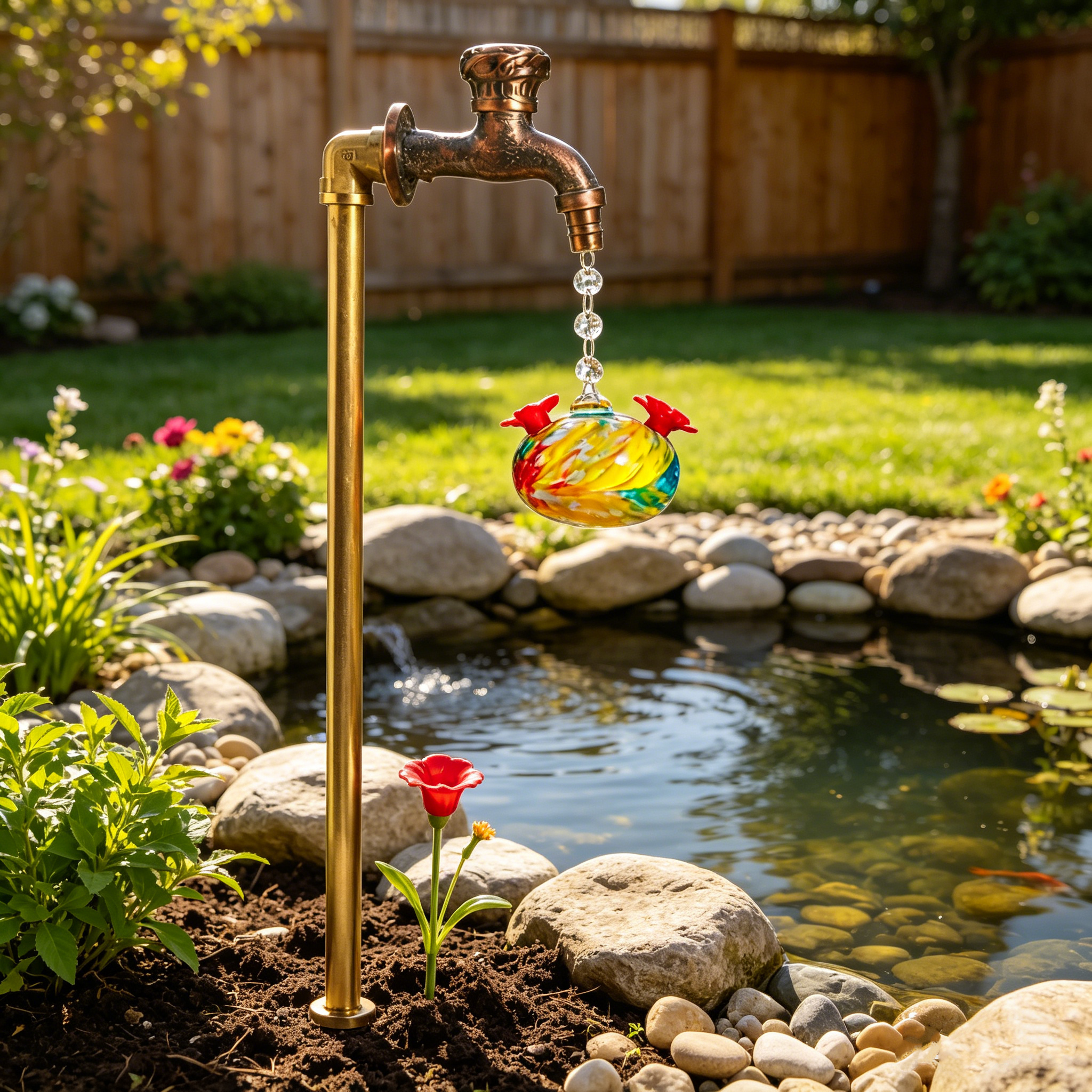 Vintage Faucet Hummingbird Feeder Stake