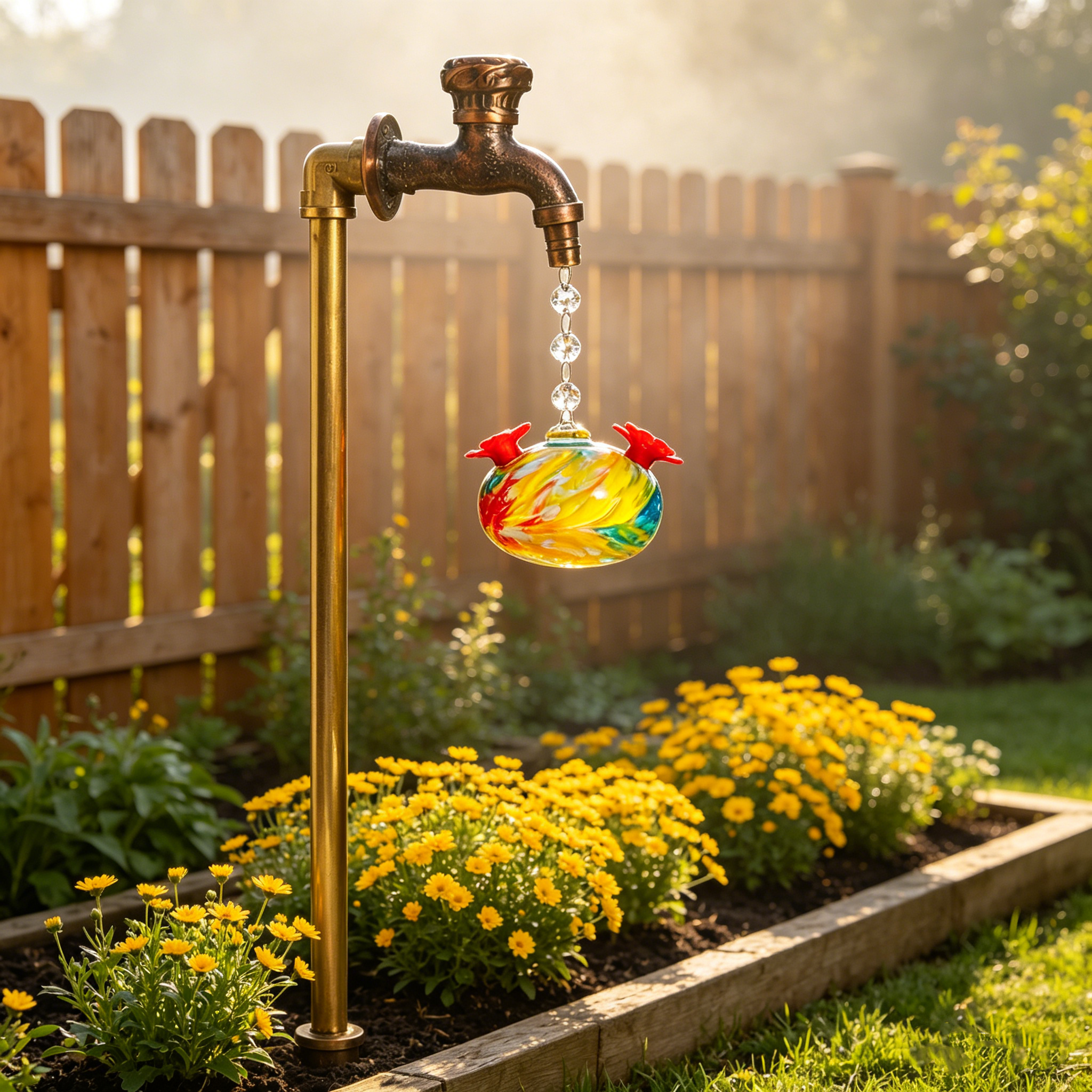 Vintage Faucet Hummingbird Feeder Stake