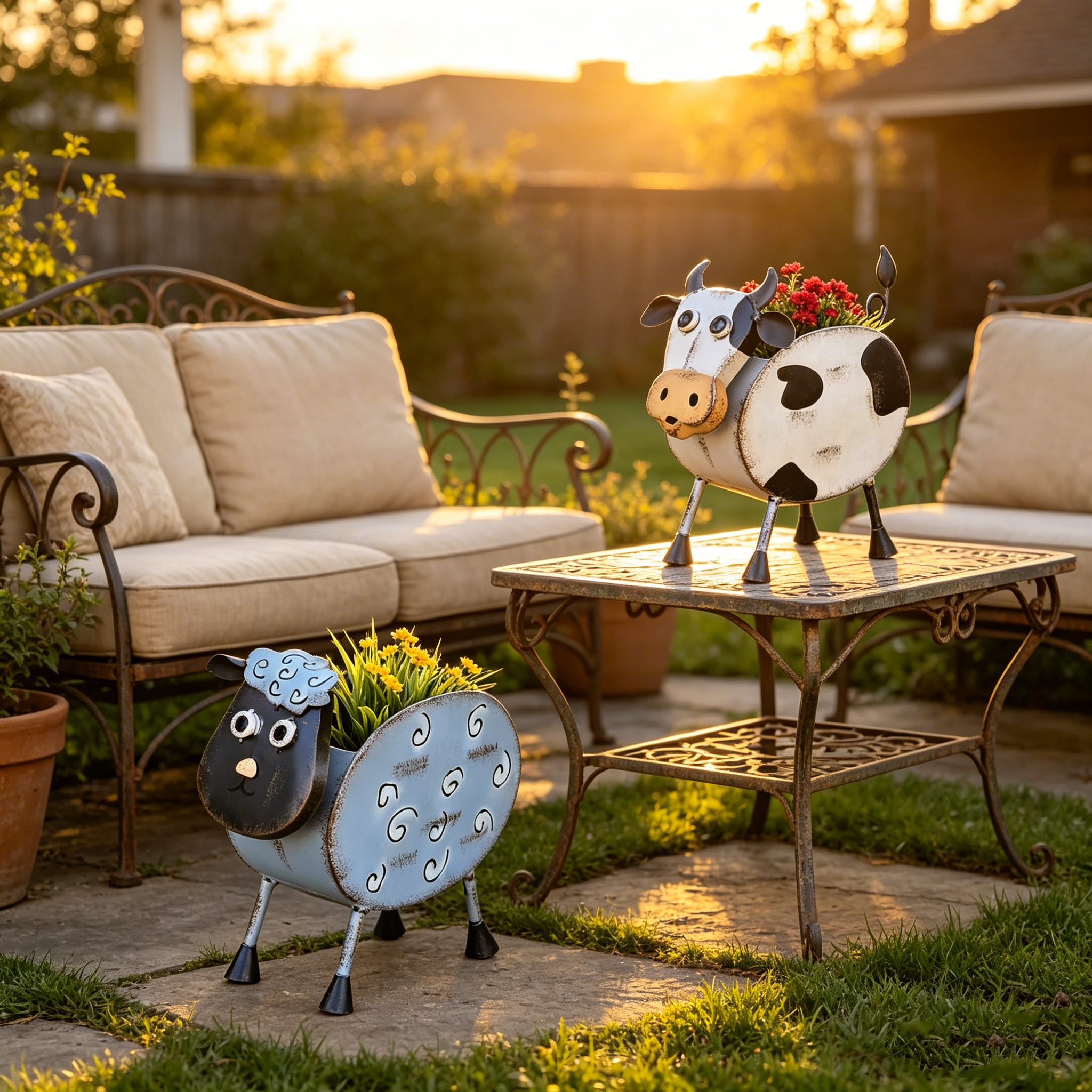 Metal Farm Animal Flower Pots