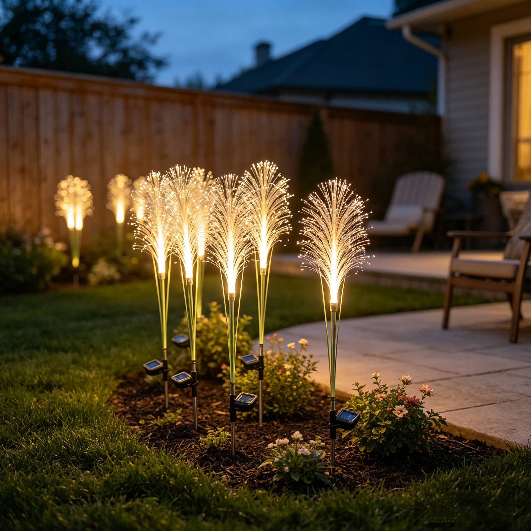 Solar-Powered Simulated Reed Garden Light