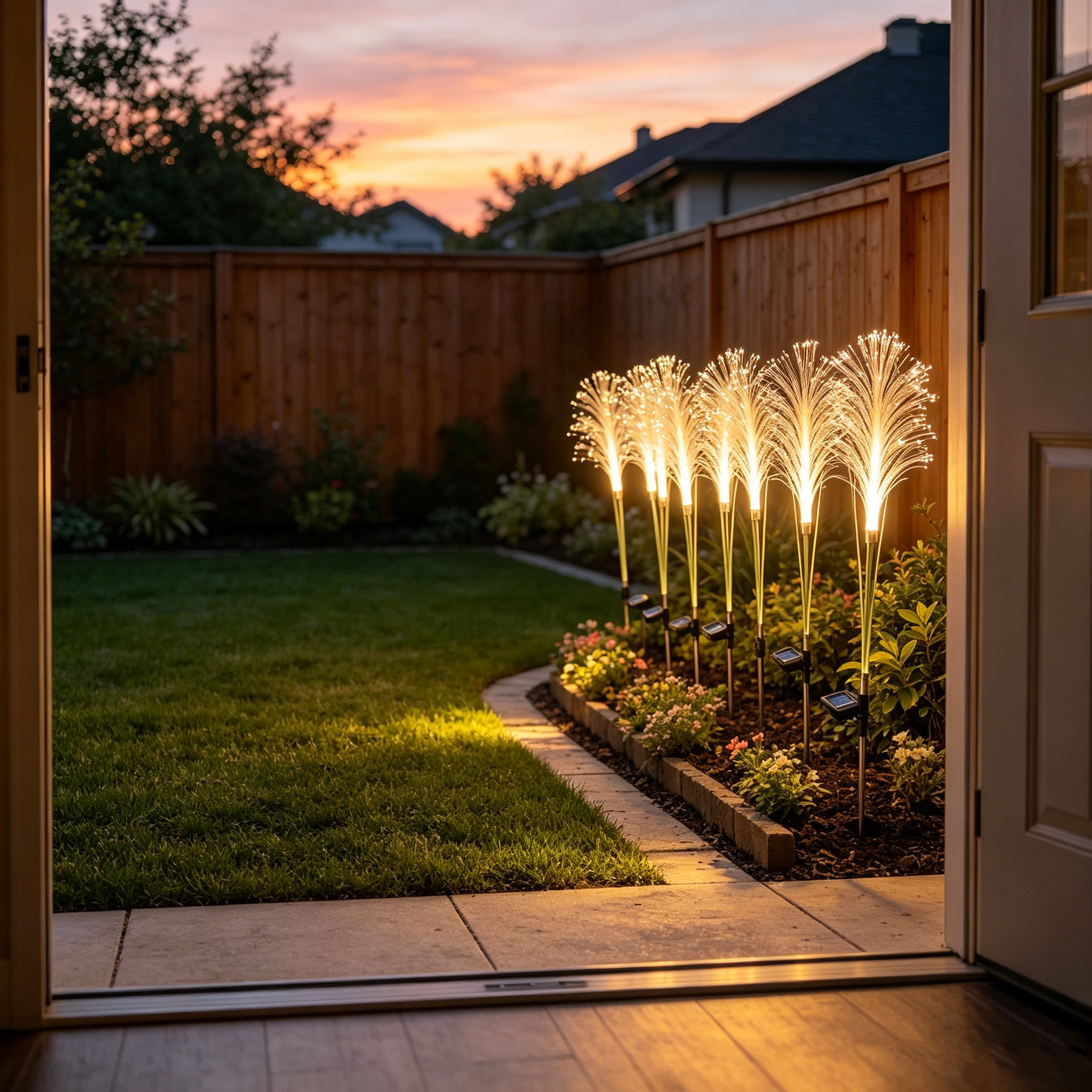 Solar-Powered Simulated Reed Garden Light