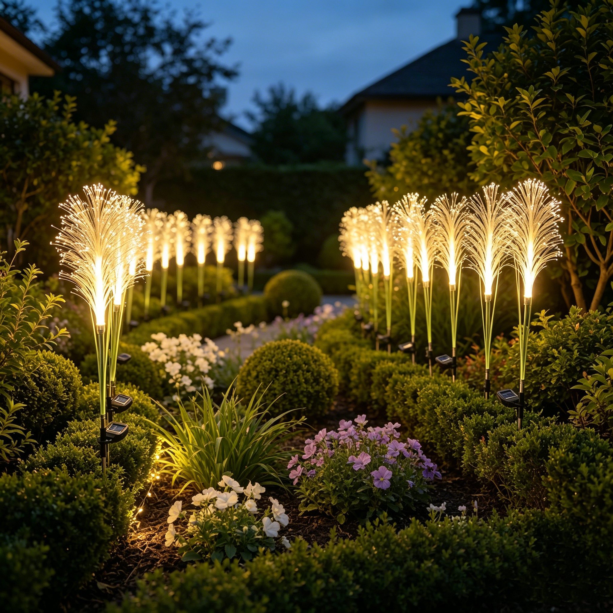Solar-Powered Simulated Reed Garden Light