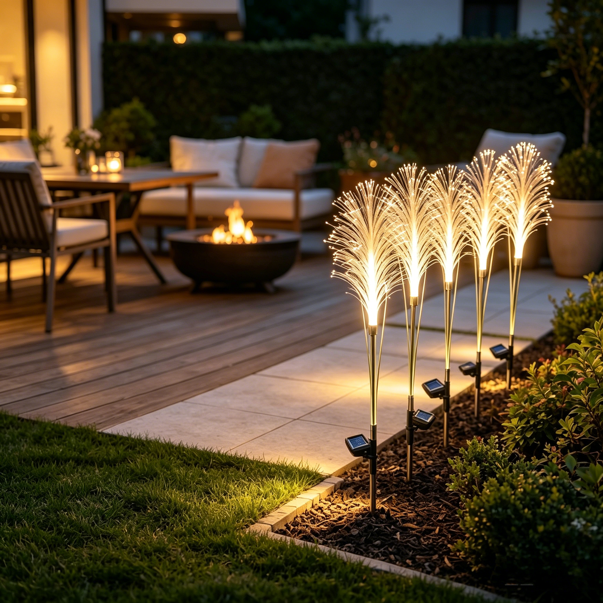 Solar-Powered Simulated Reed Garden Light