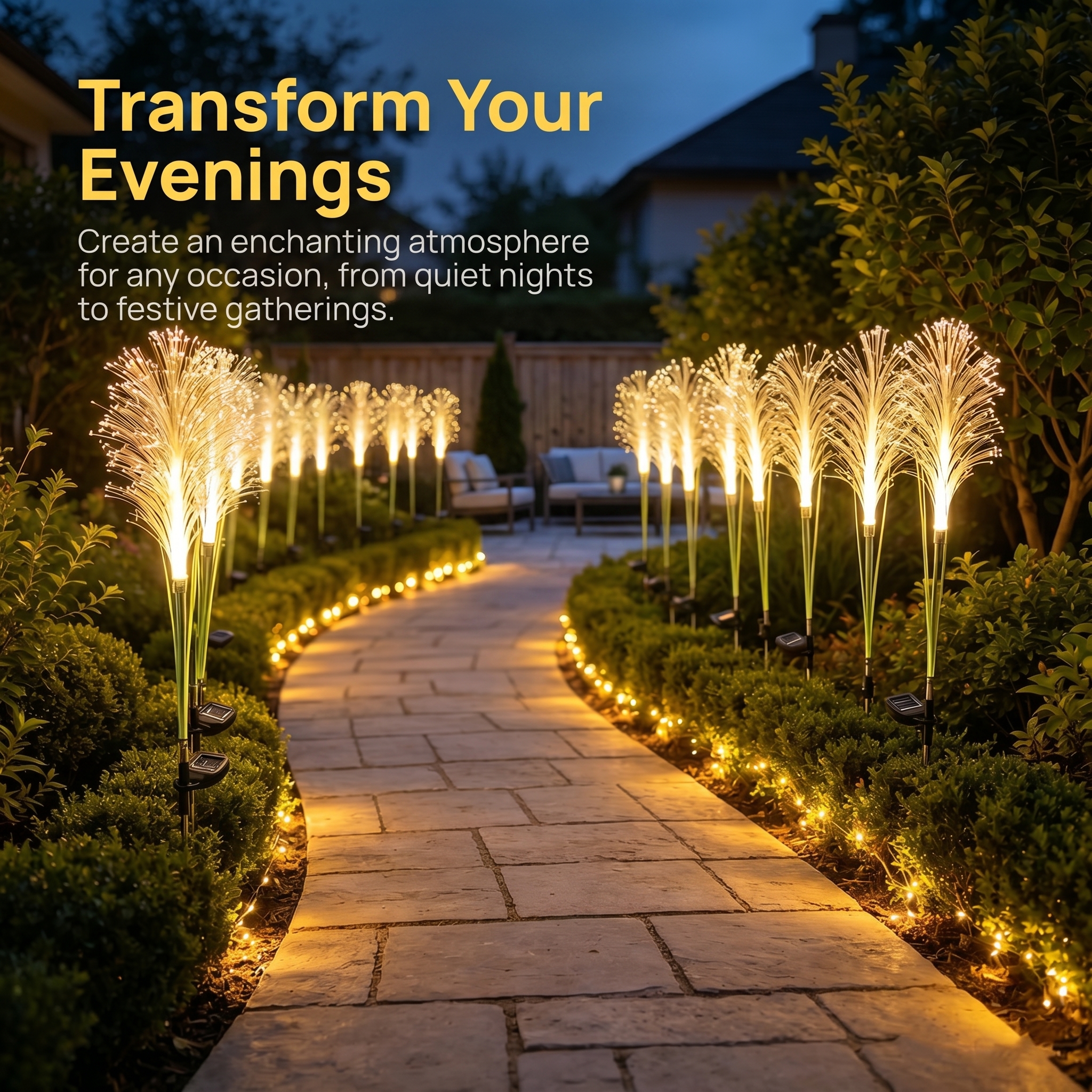 Solar-Powered Simulated Reed Garden Light
