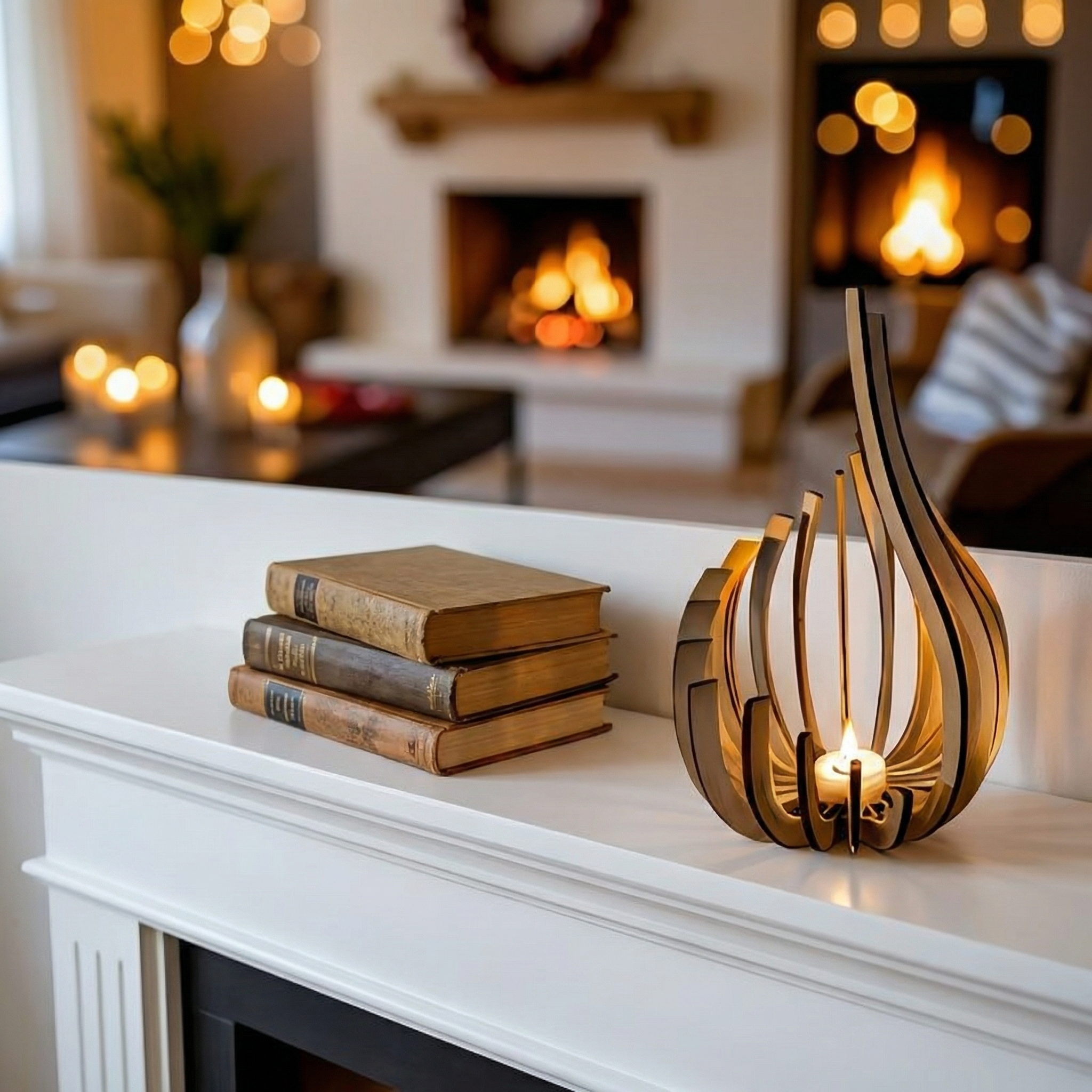 Elegant Wooden Candle Holder