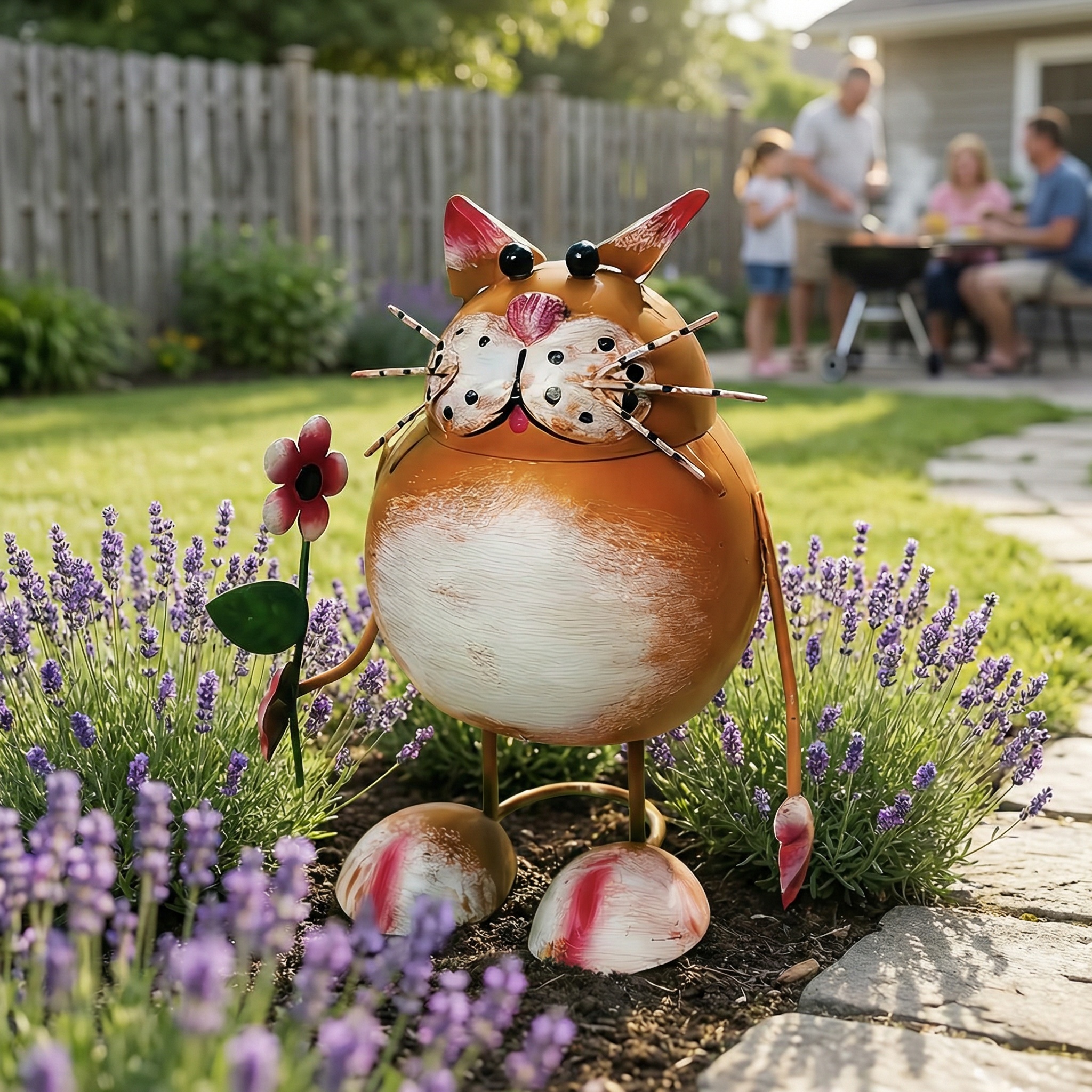 Rustic Cat-Shaped Iron Statue