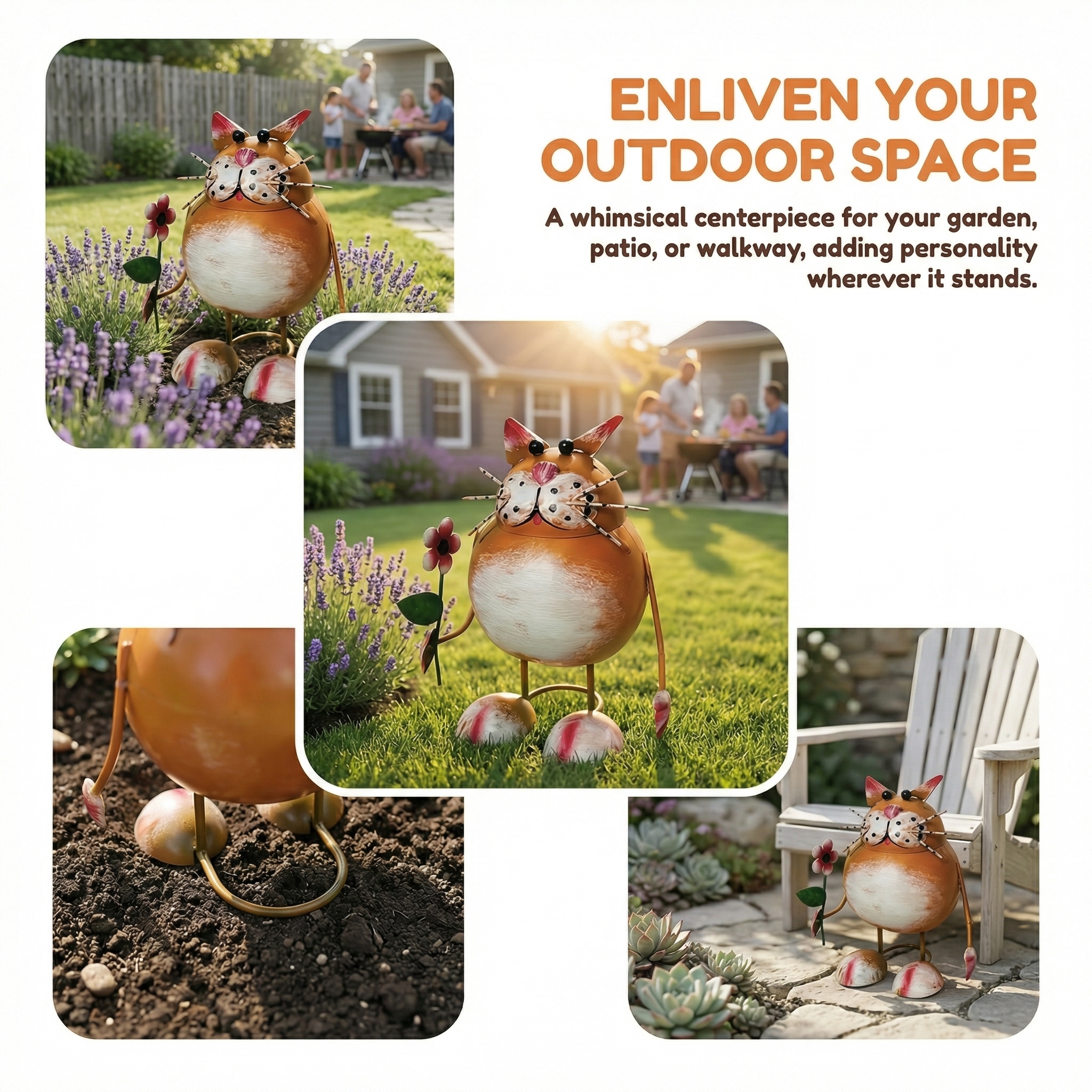 Rustic Cat-Shaped Iron Statue