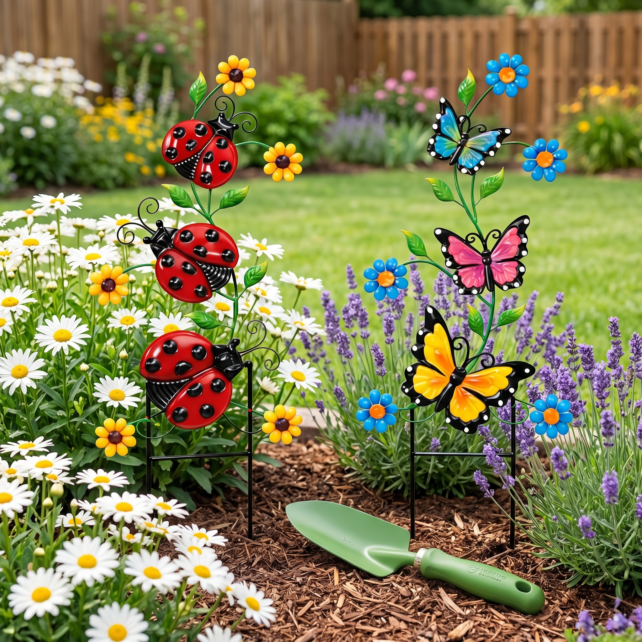 Colorful Butterfly & Ladybug Garden Stakes 
