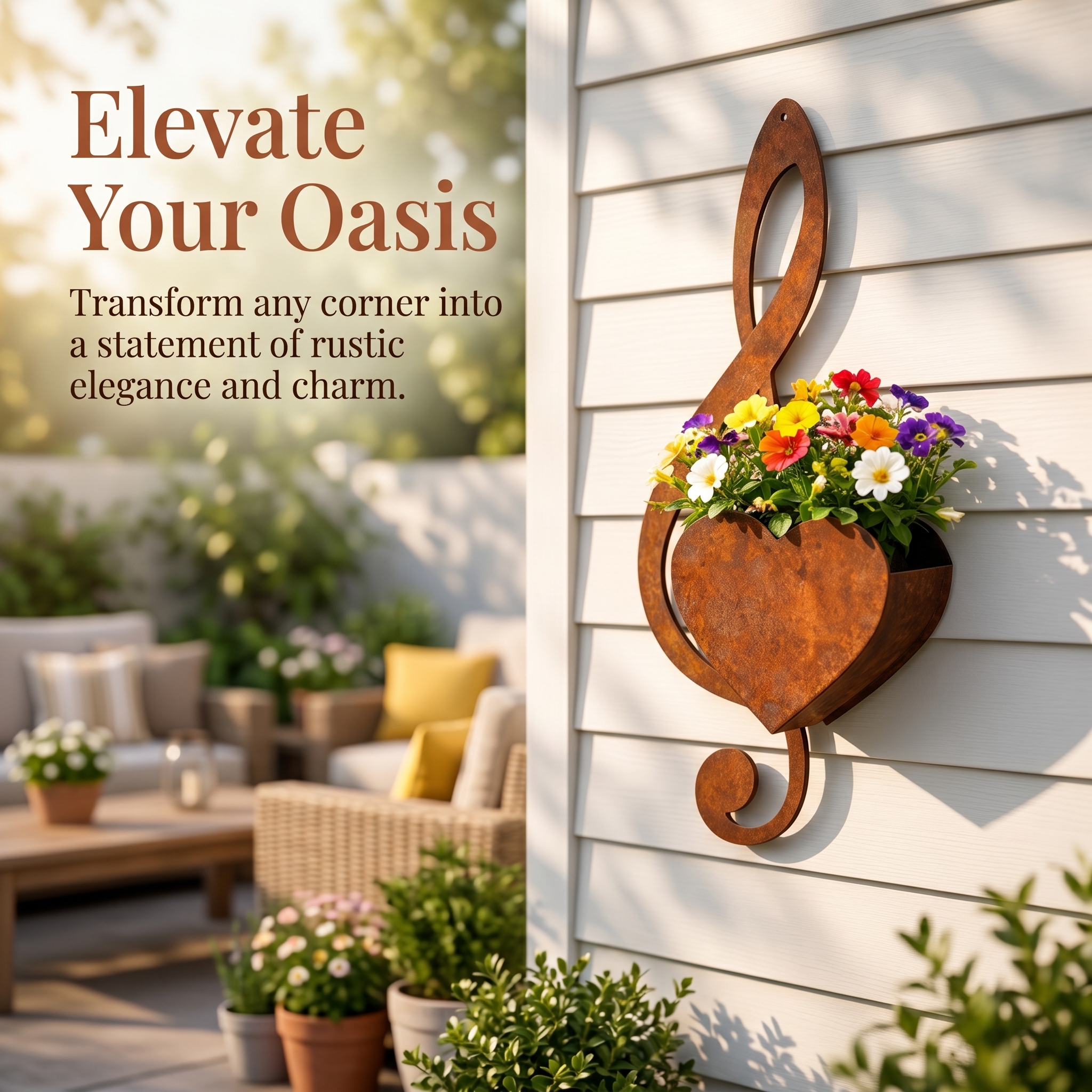 Vintage Metal Heart-Shaped Hanging Flower Box