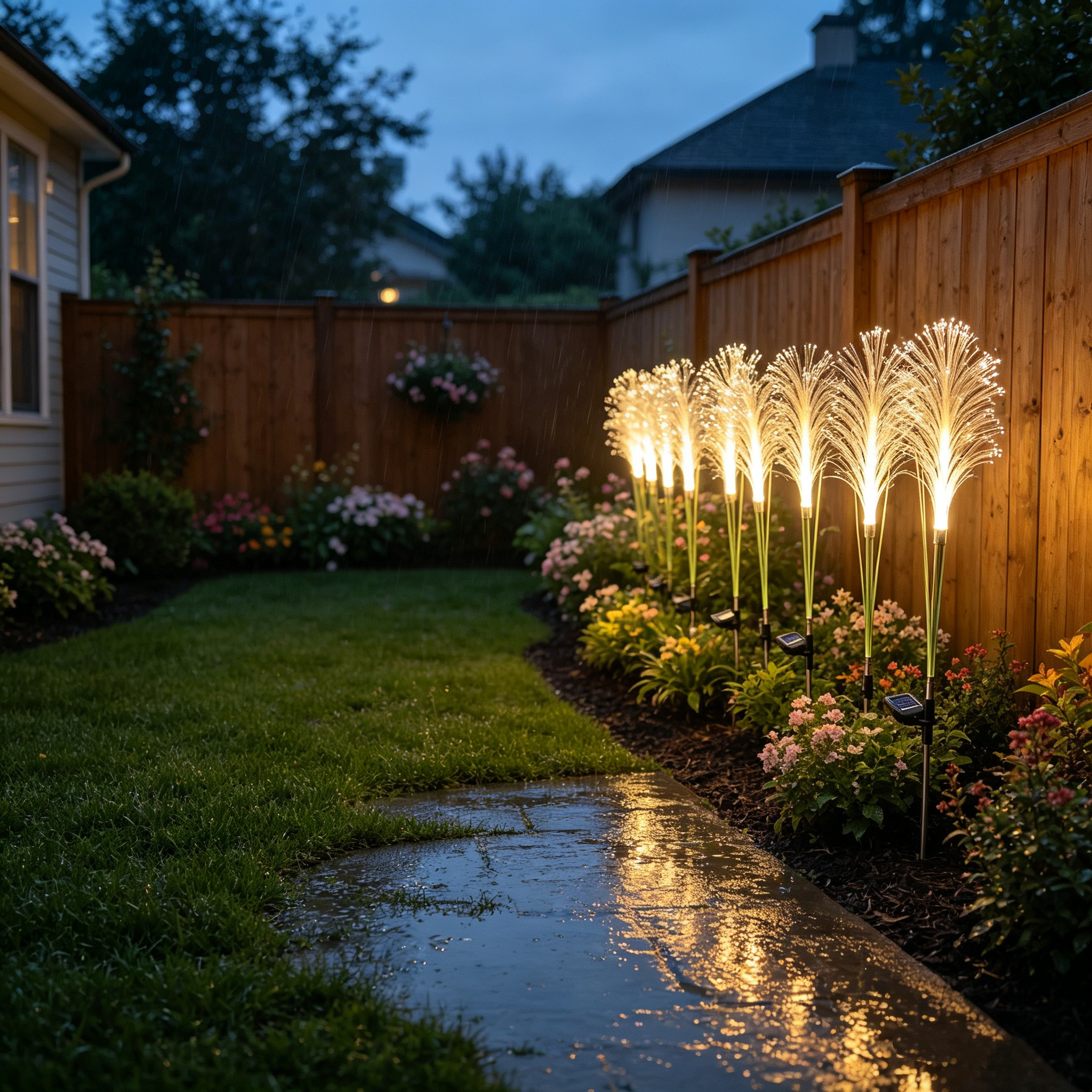 Solar-Powered Simulated Reed Garden Light