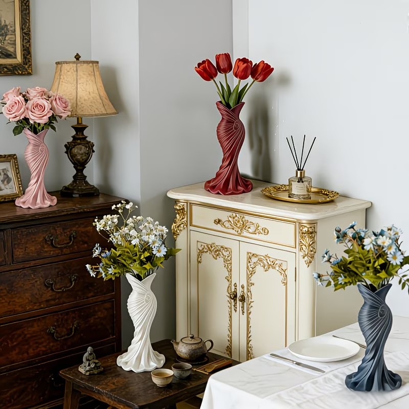 4 Colors - 3D Printed Elegant Dress Vase 