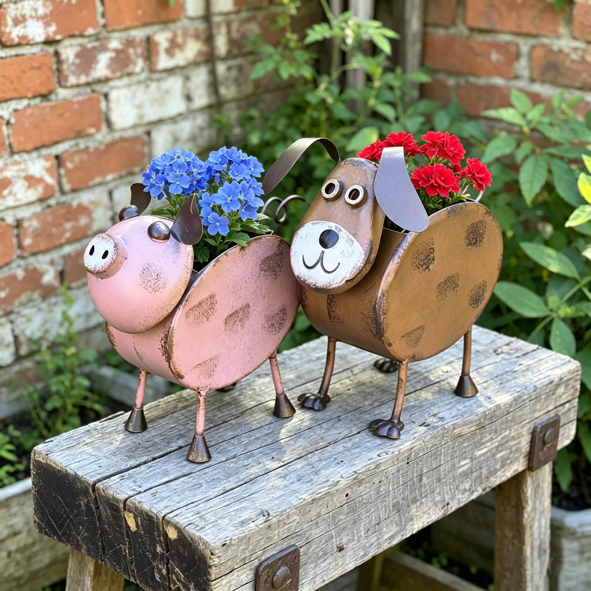 Metal Farm Animal Flower Pots