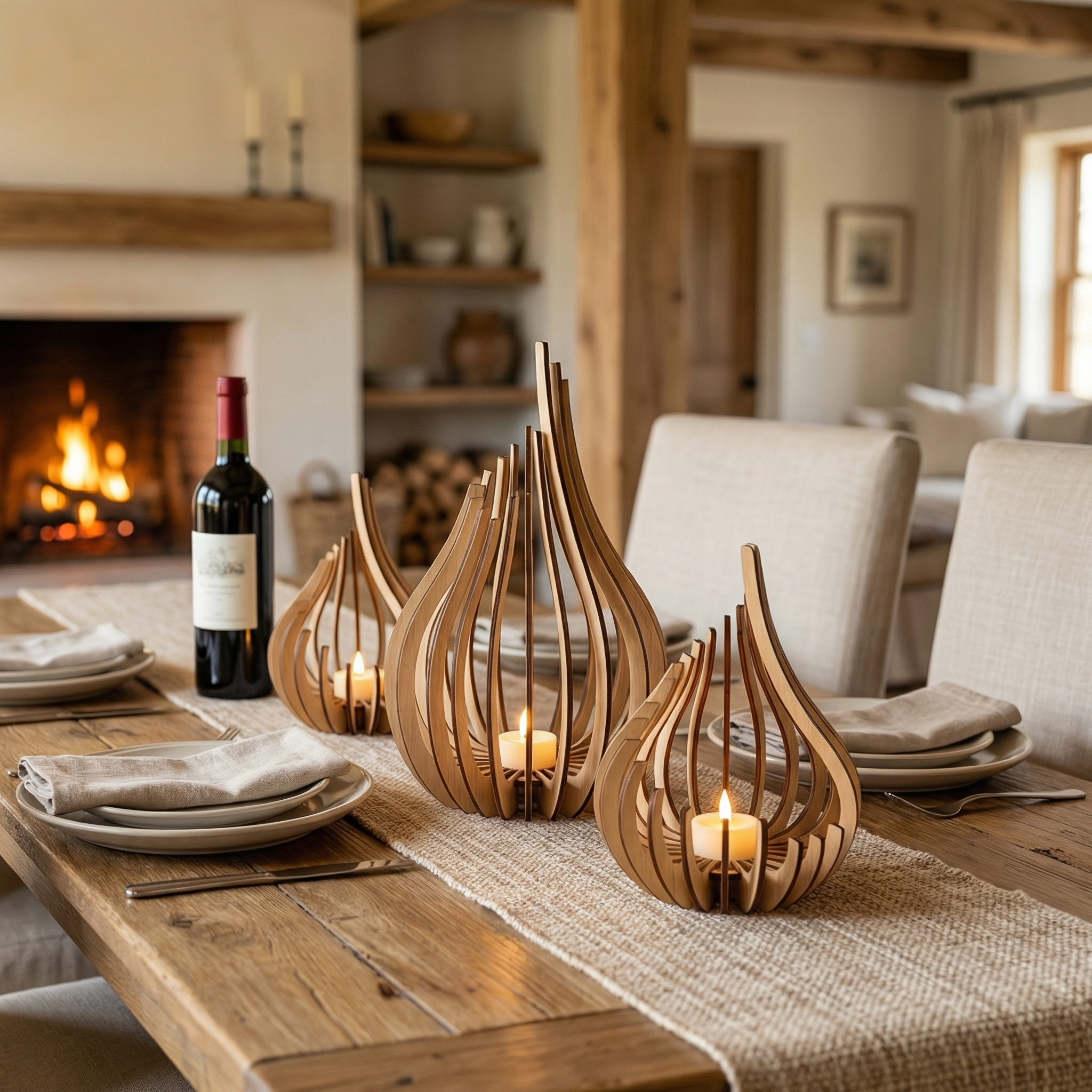 Elegant Wooden Candle Holder