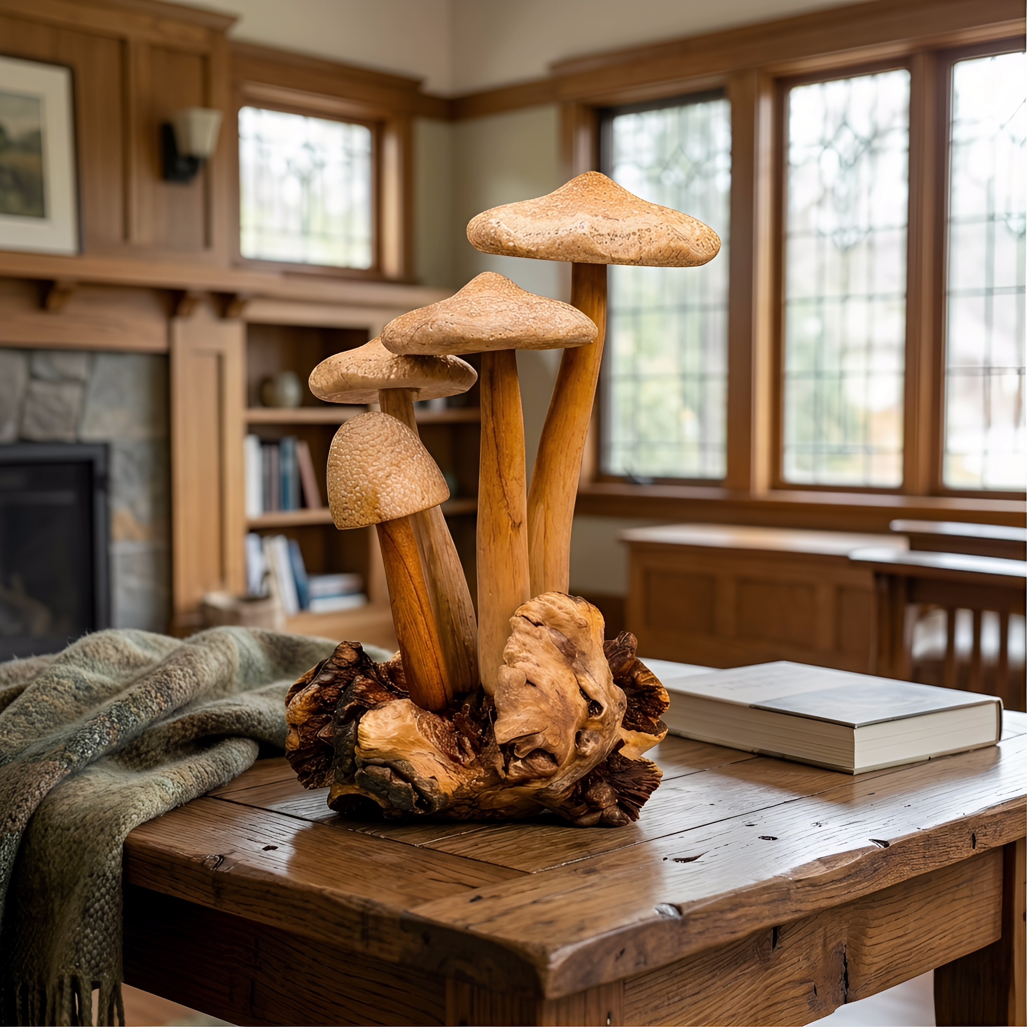 Handmade Wooden Waterproof Mushroom Sculpture