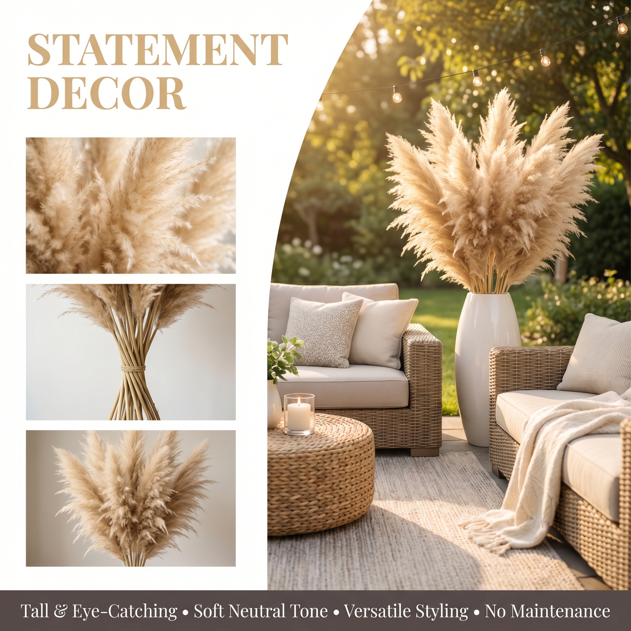 Dried Pampas Grass Decor Tall
