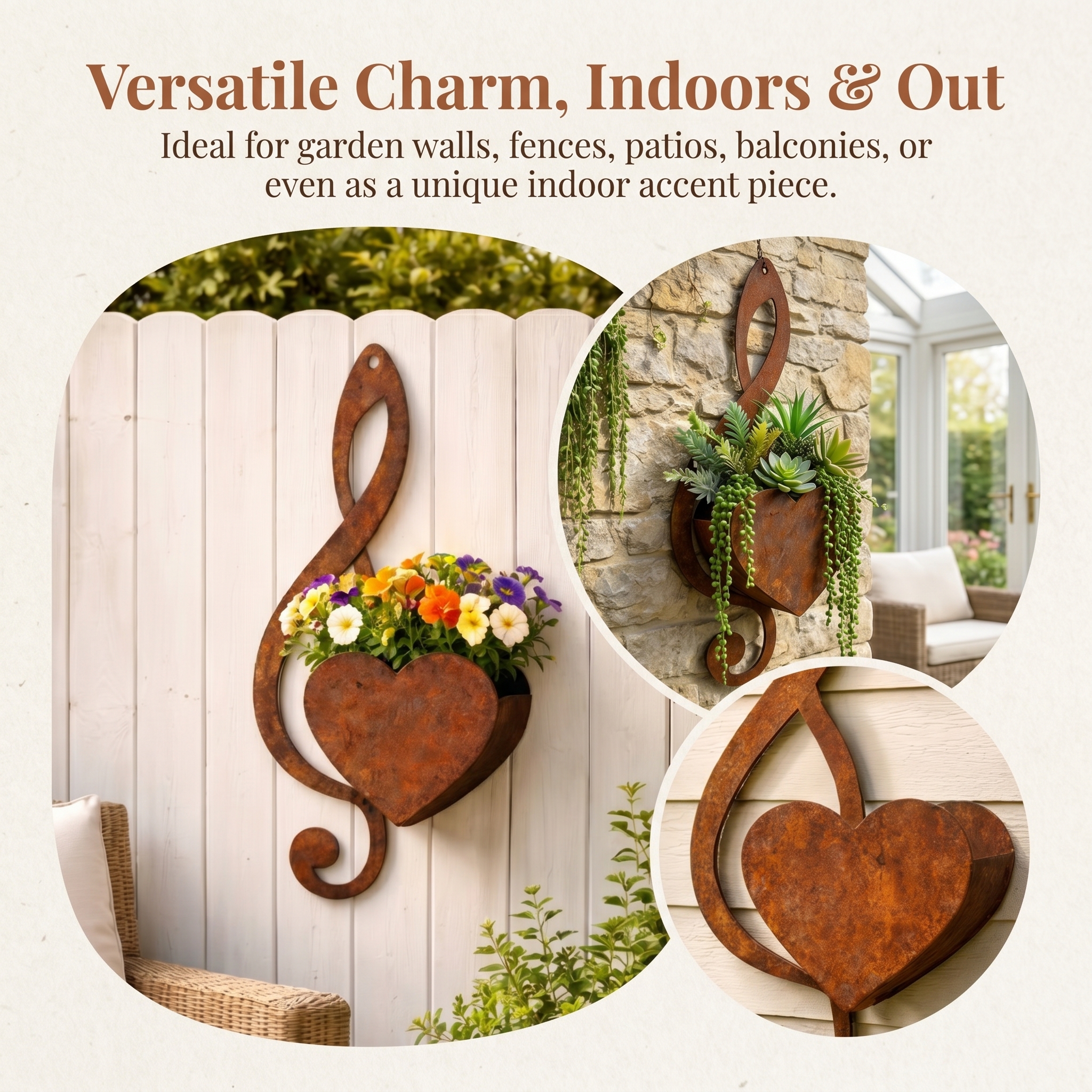 Vintage Metal Heart-Shaped Hanging Flower Box