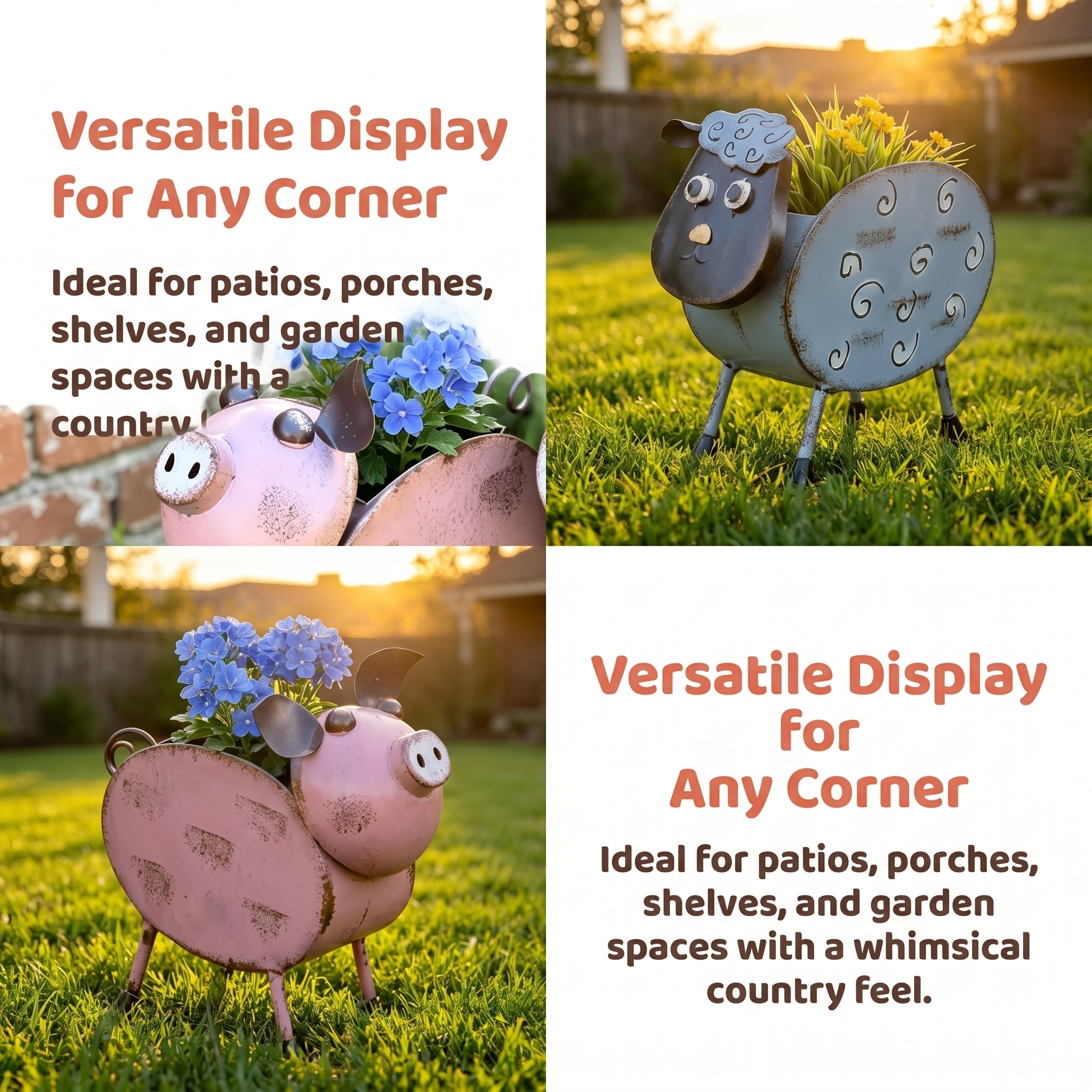 Metal Farm Animal Flower Pots