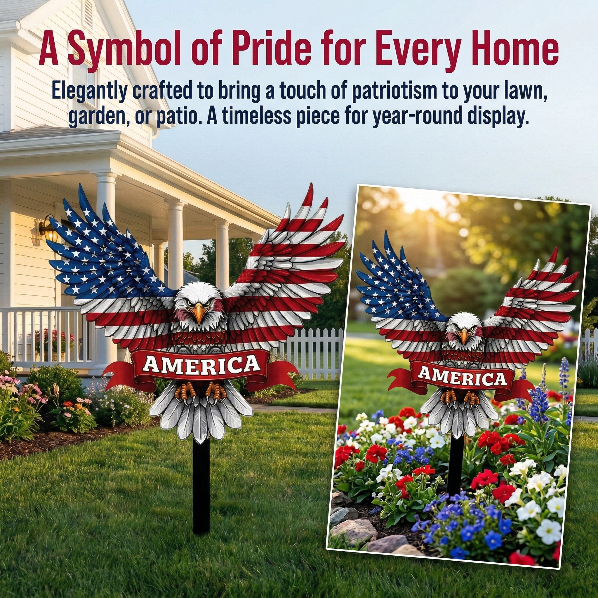 Metal Eagle Garden Stake