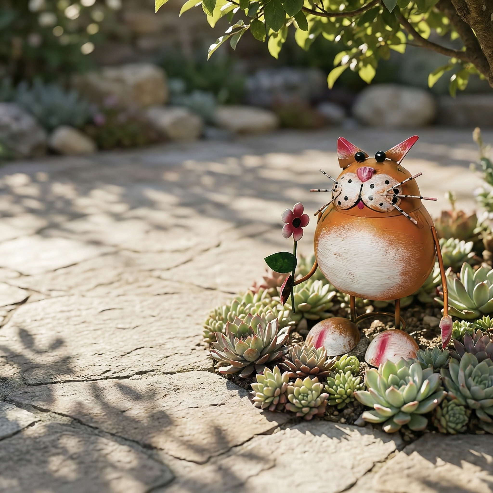 Rustic Cat-Shaped Iron Statue