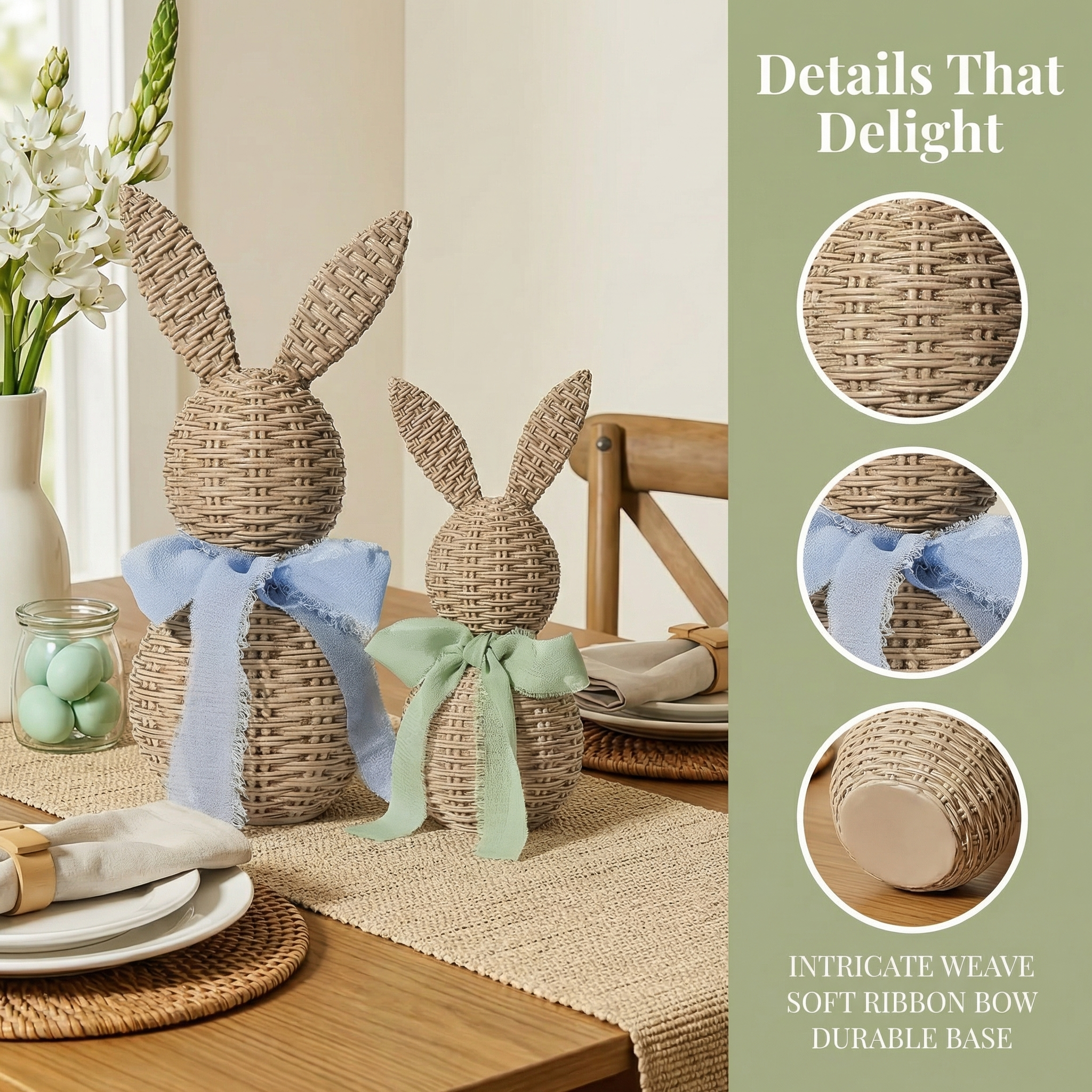Woven Resin Rabbit Figurine