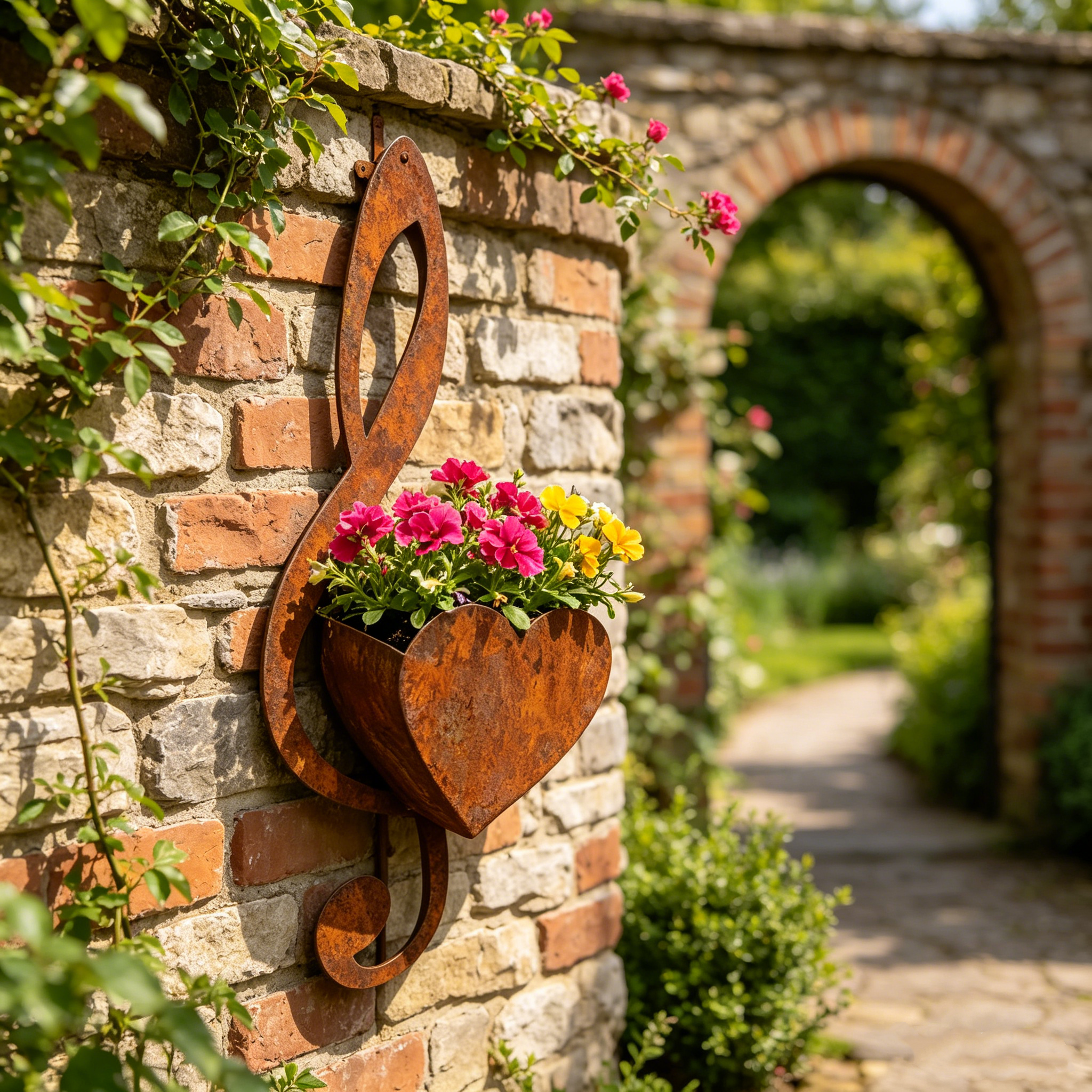 Vintage Metal Heart-Shaped Hanging Flower Box