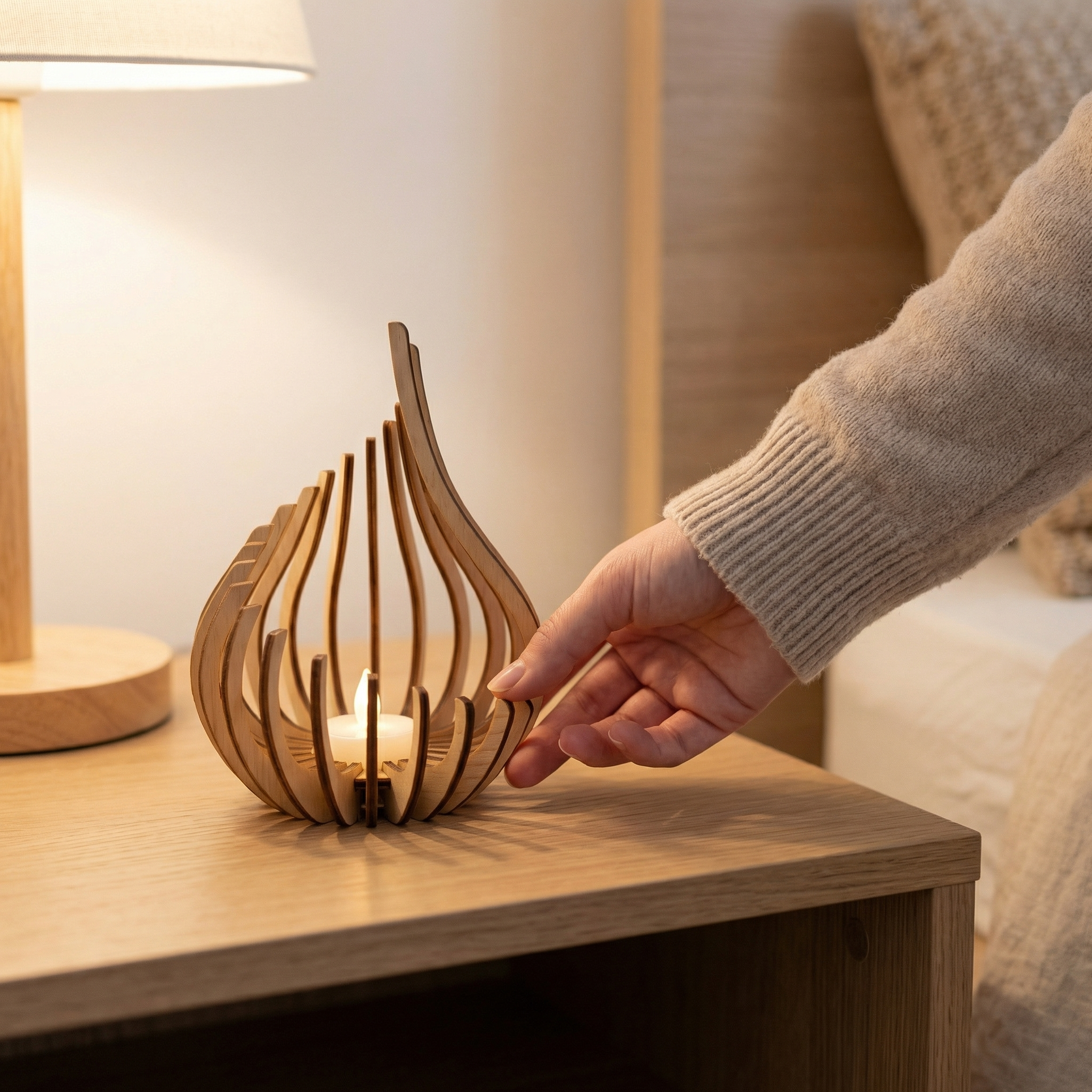 Elegant Wooden Candle Holder