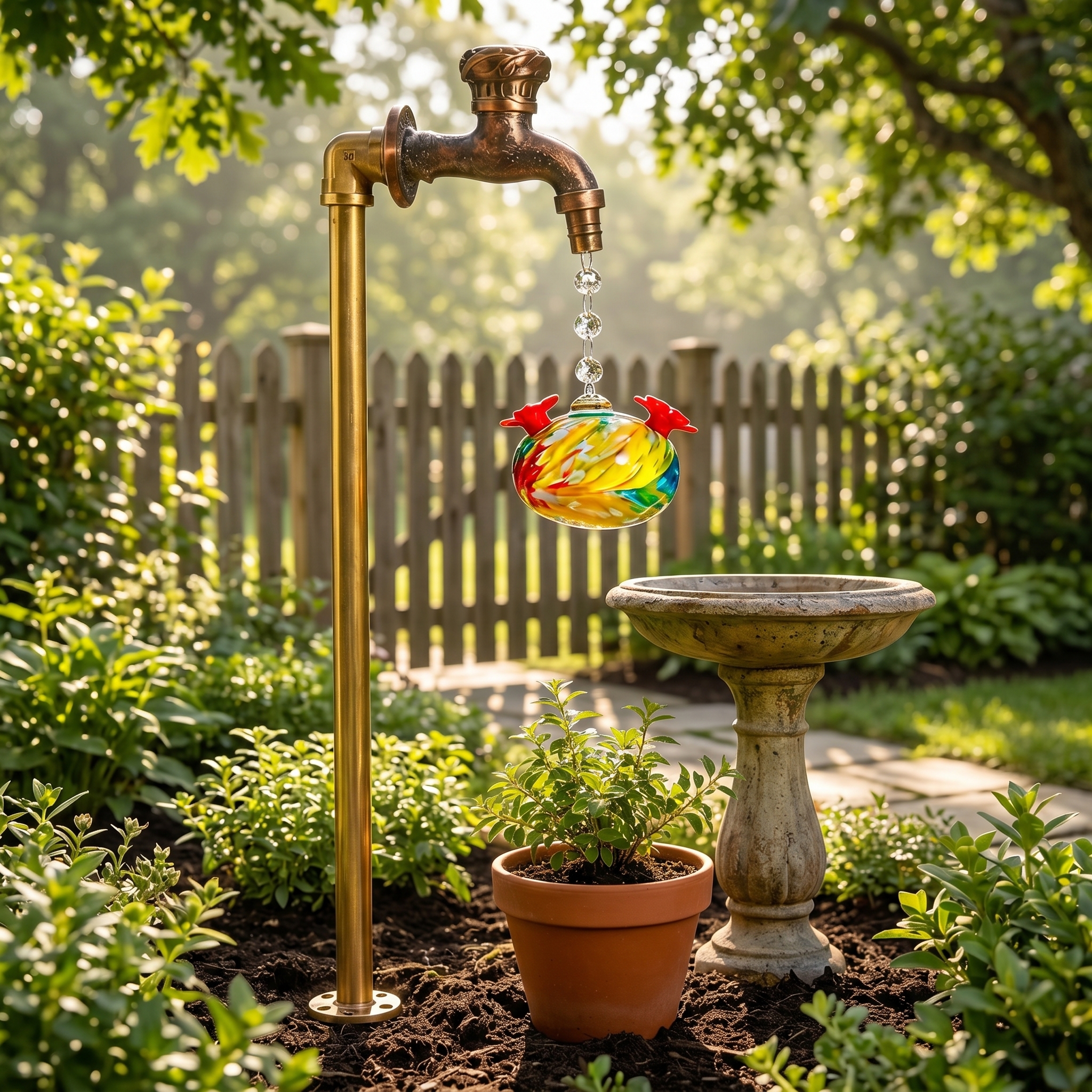 Vintage Faucet Hummingbird Feeder Stake
