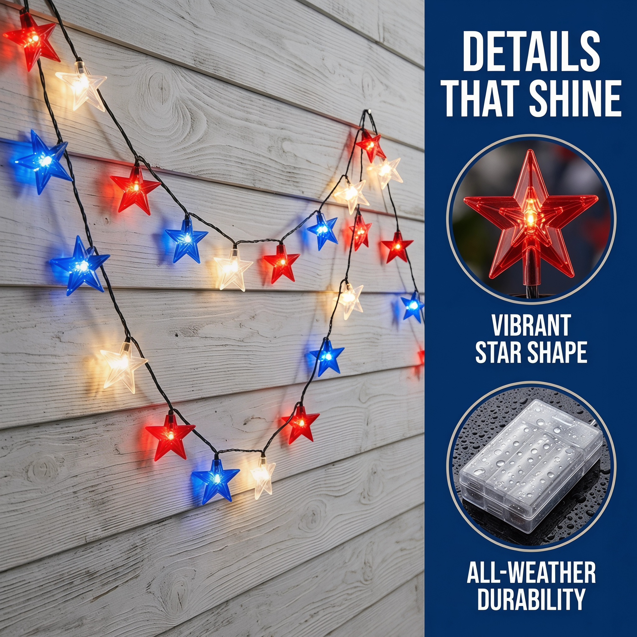 Patriotic Star String Lights