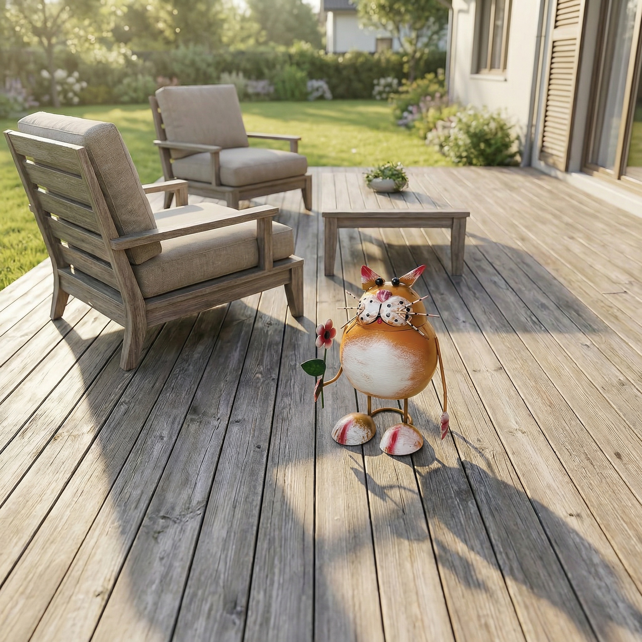 Rustic Cat-Shaped Iron Statue