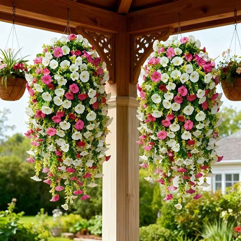 Artificial Faux Hanging Flowers Plants - UV resistant, Waterproof, Windproof , No watering , No wilting