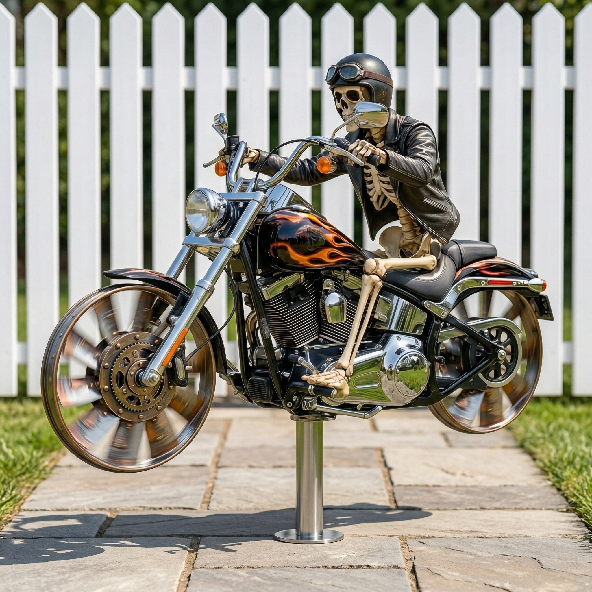 Skeleton Motorcycle Wind Spinner