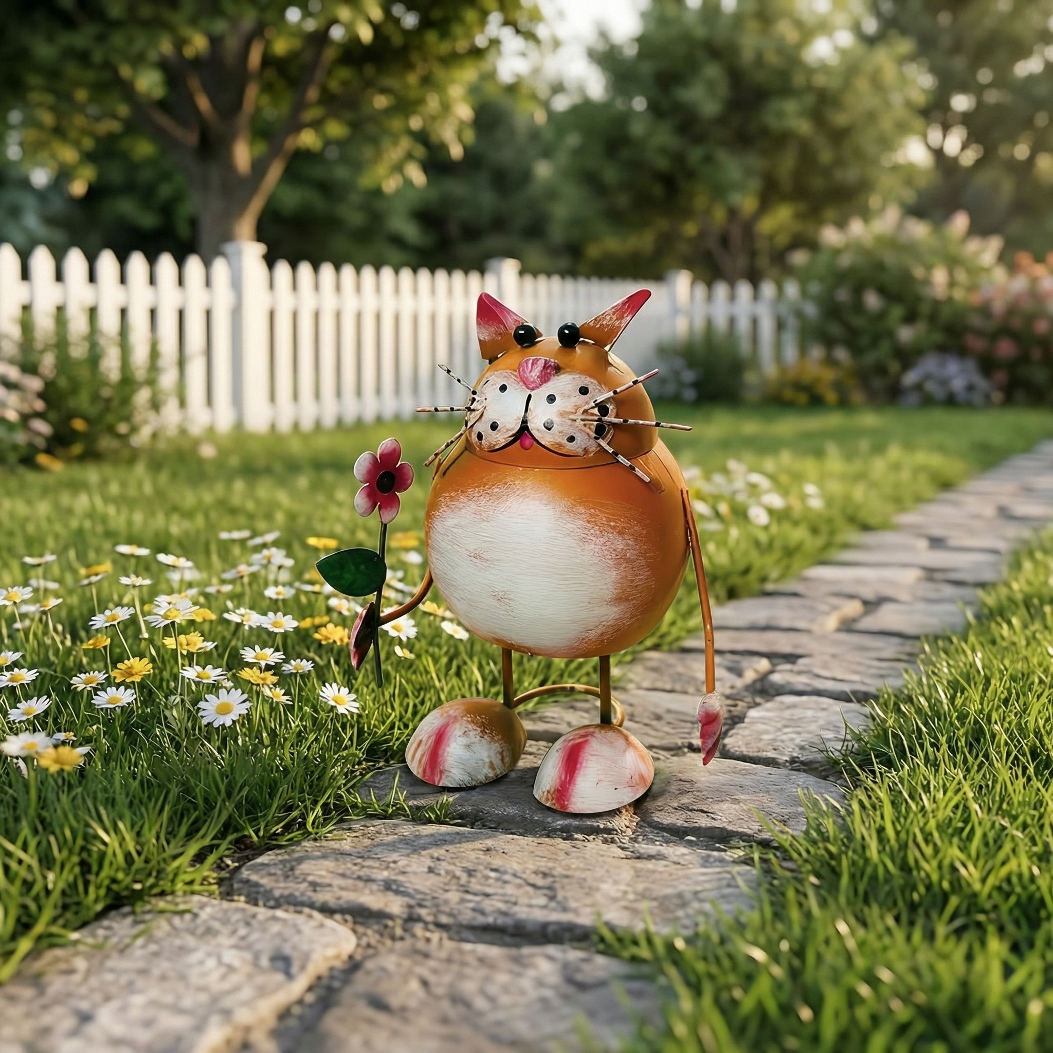 Rustic Cat-Shaped Iron Statue