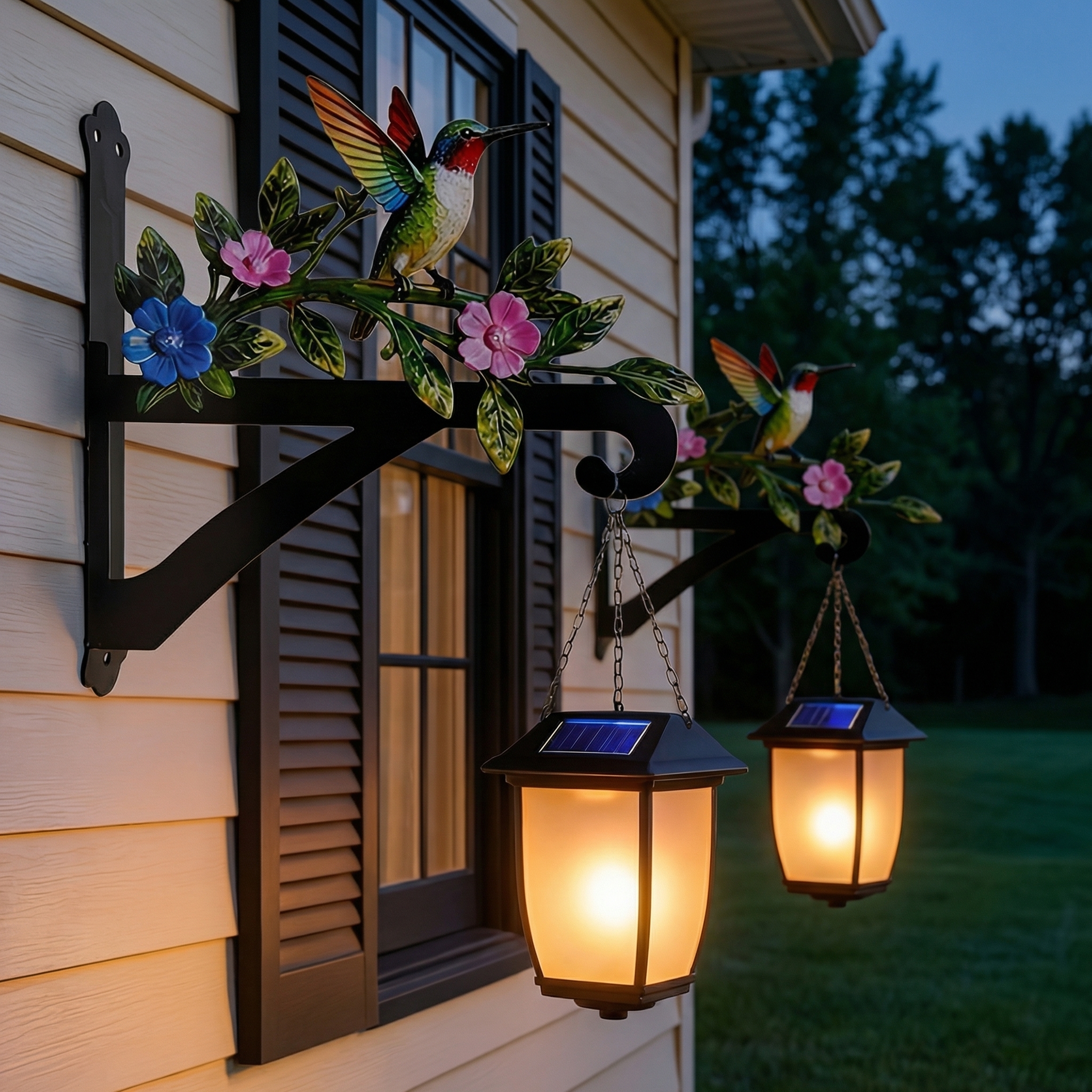 Iron Metal Colorful Hummingbird Wall Wreath Hook