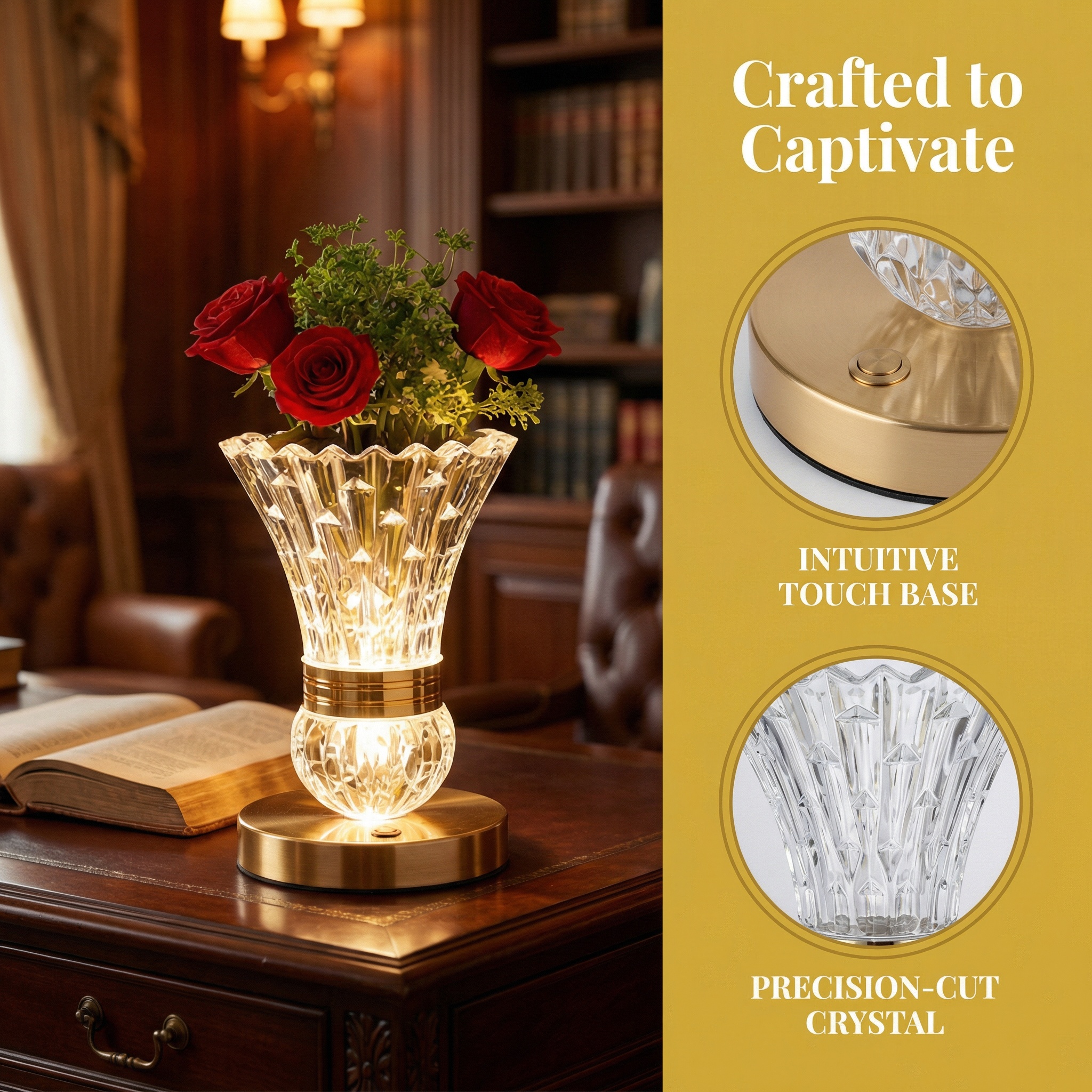 2-in-1 USB Rechargeable Crystal Desk Lamp