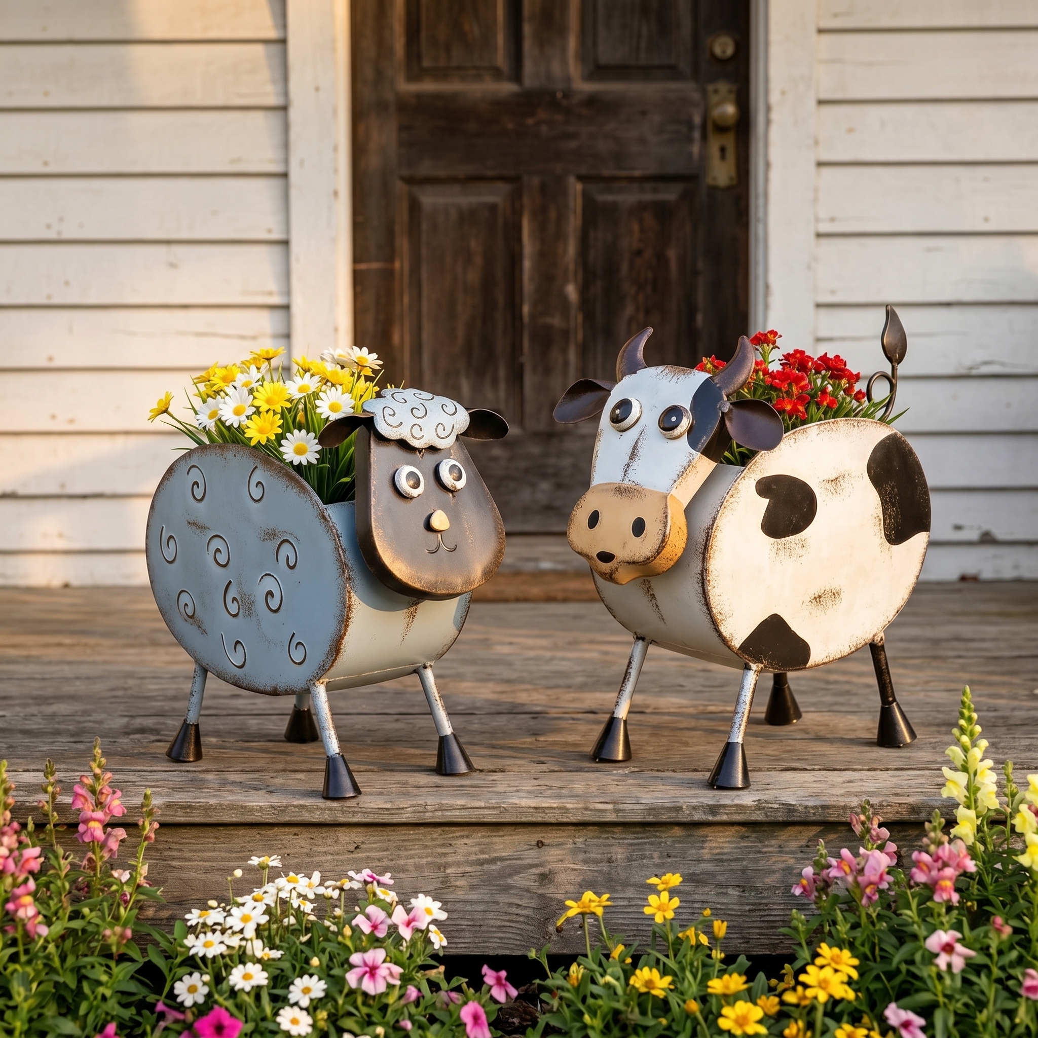 Metal Farm Animal Flower Pots