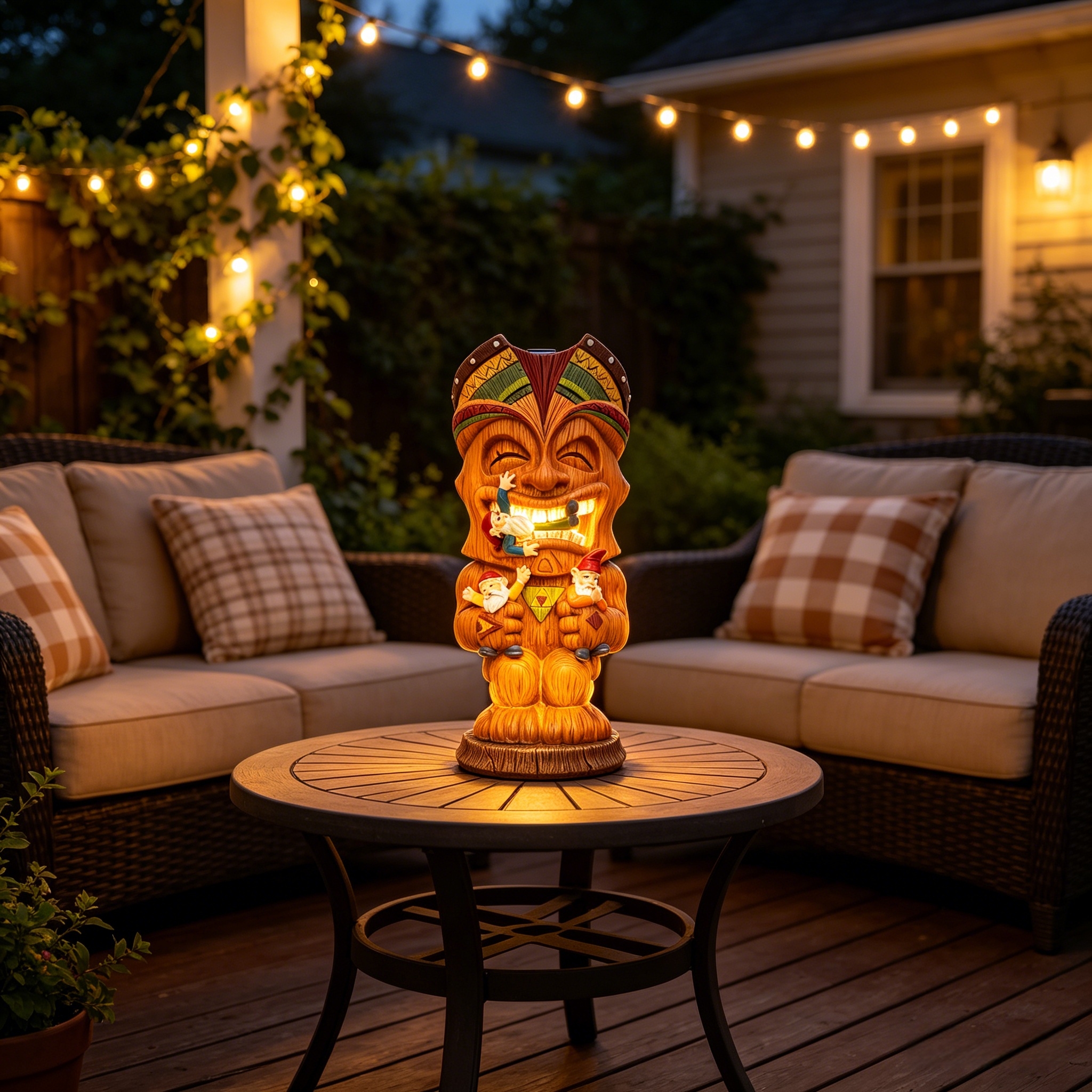 Solar-Powered Hawaiian Tiki Statue Light