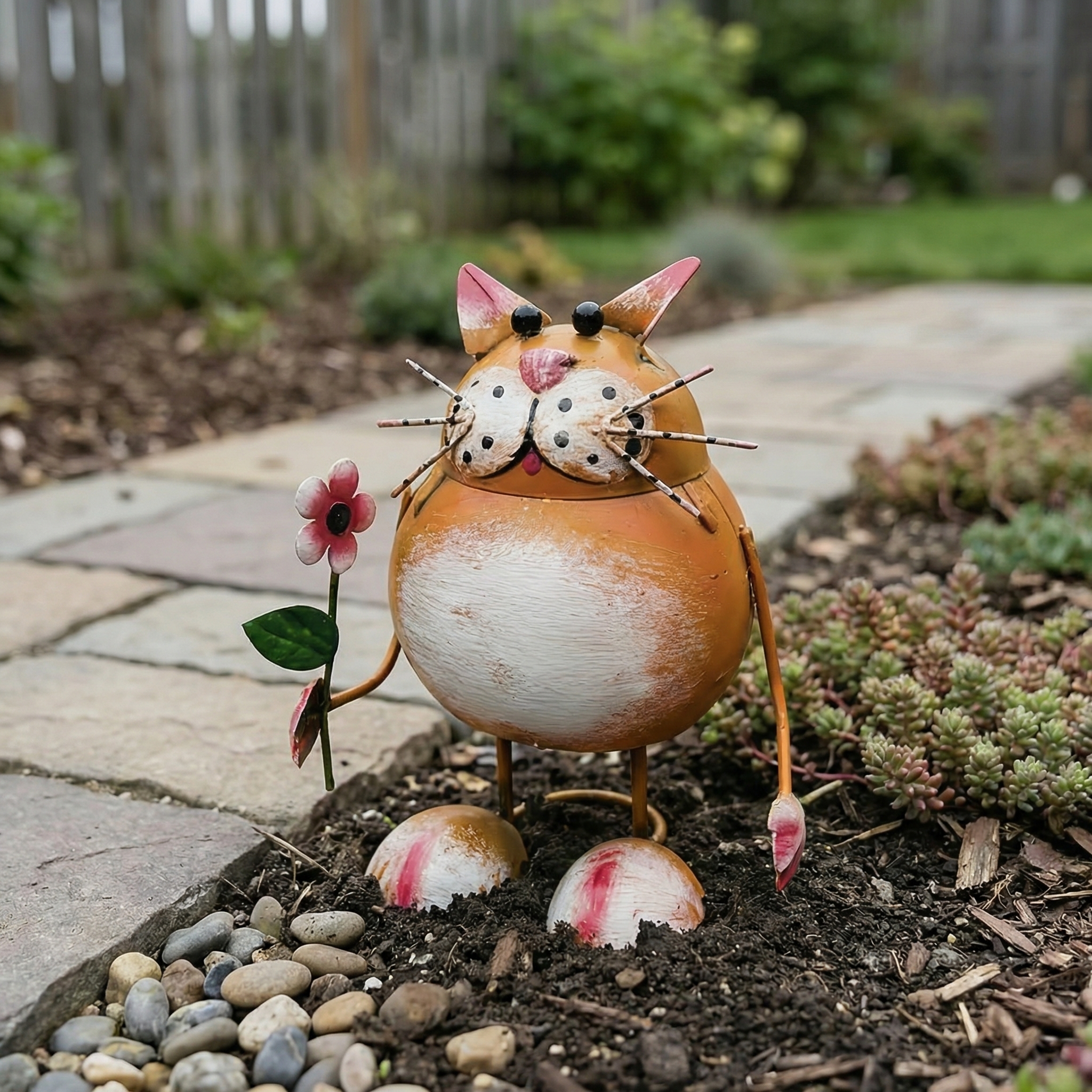 Rustic Cat-Shaped Iron Statue