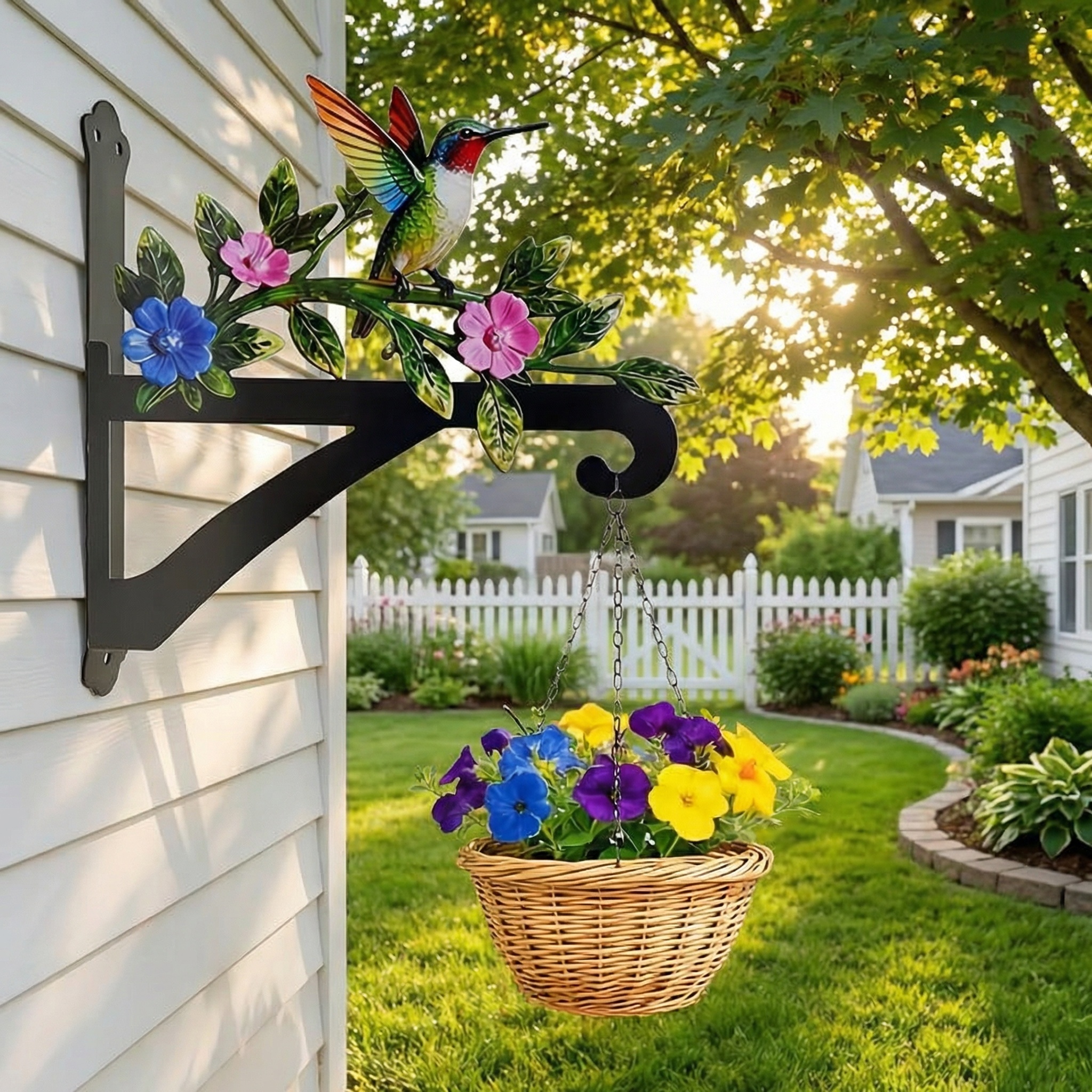 Iron Metal Colorful Hummingbird Wall Wreath Hook