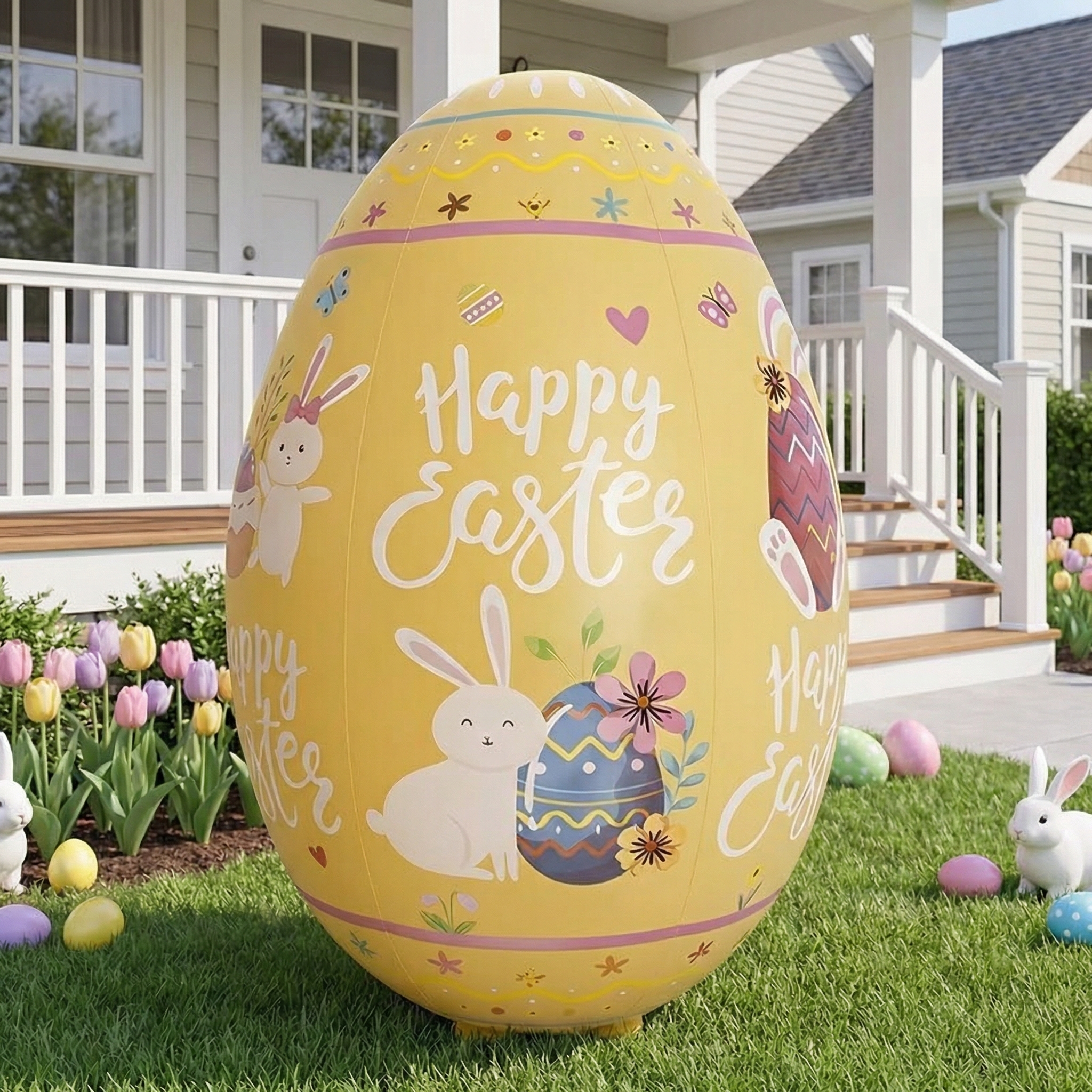 47.2" Giant Happy Easter Inflatable Egg Yard Decoration