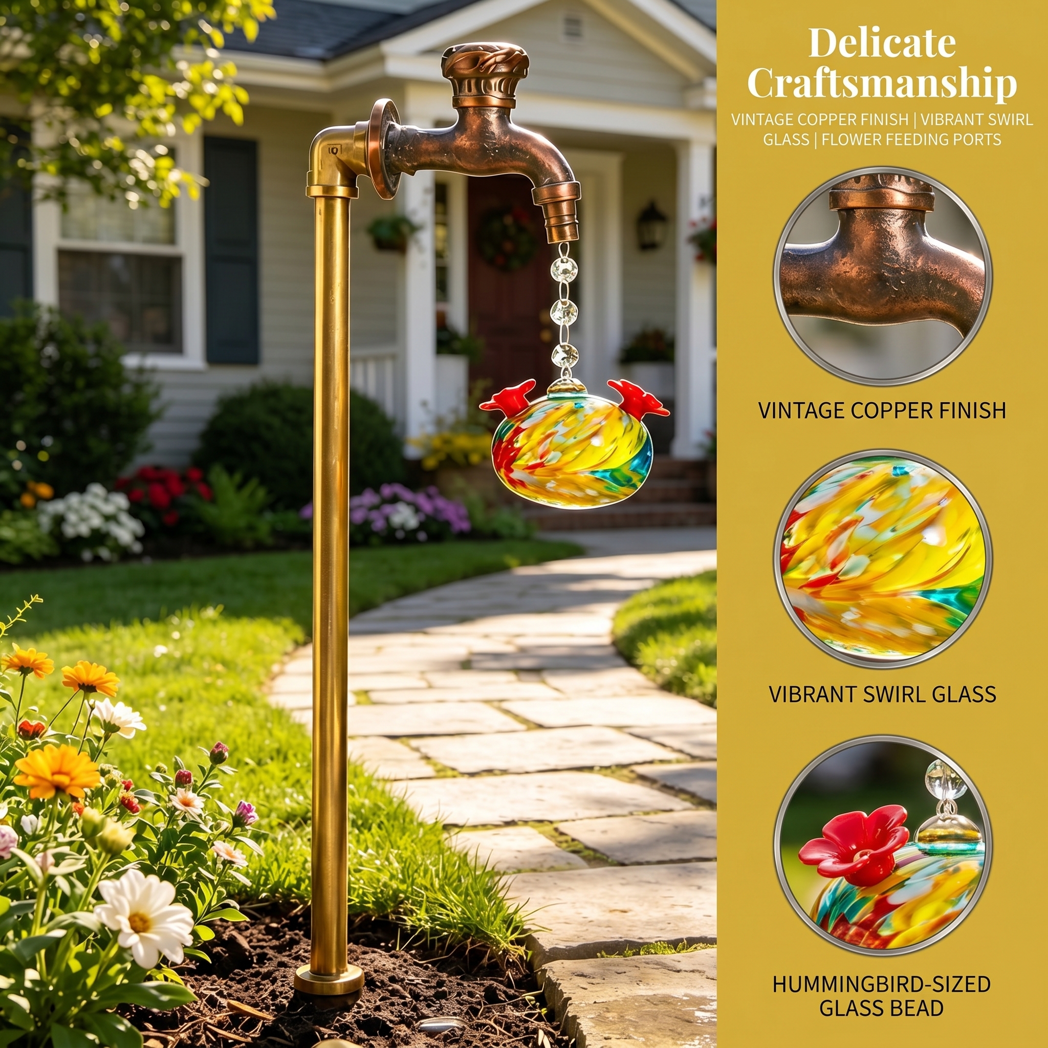 Vintage Faucet Hummingbird Feeder Stake