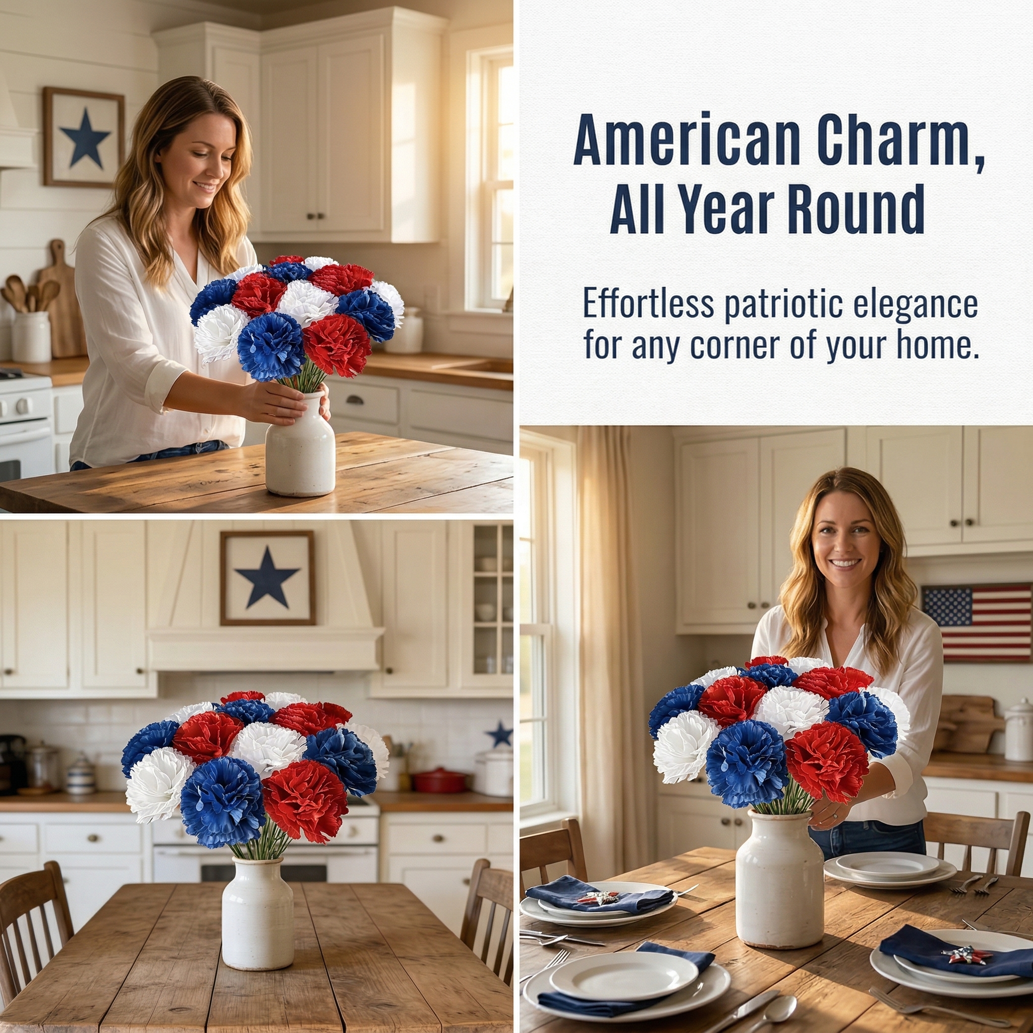 Patriotic Theme Artificial Carnation Bouquet 