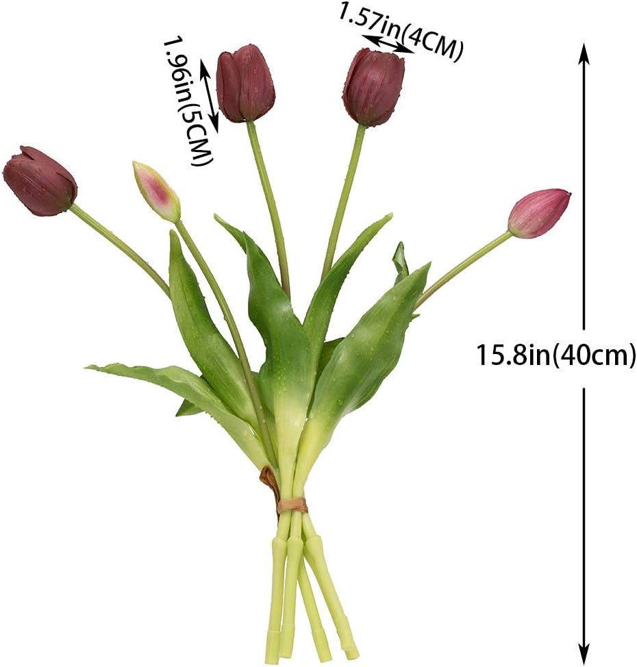 Real Touch Latex Tulip Bouquet (15pcs) – 3 Bunches Faux Tulips for Spring Home & Wedding Decor