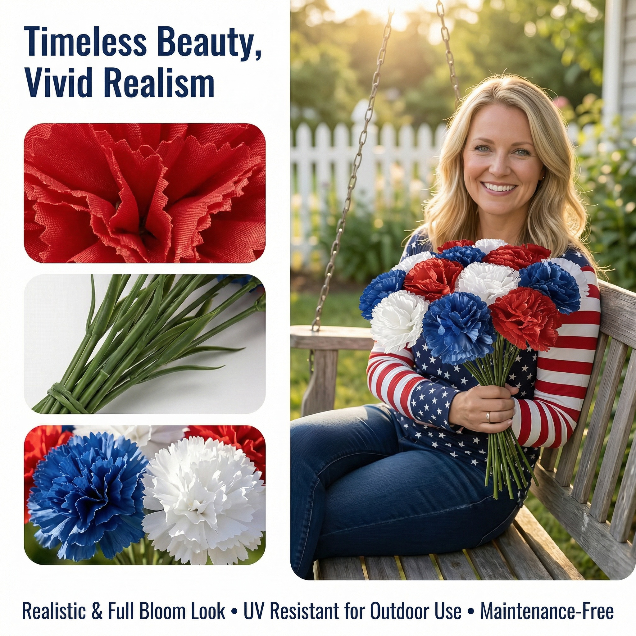 Patriotic Theme Artificial Carnation Bouquet 