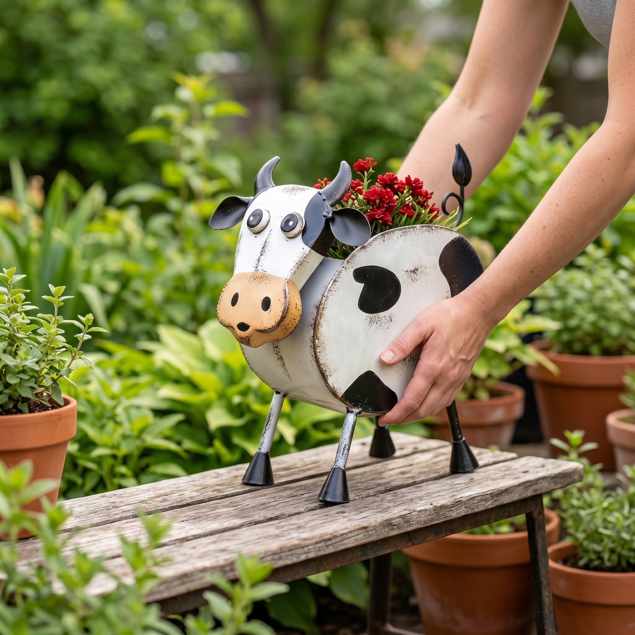 Metal Farm Animal Flower Pots
