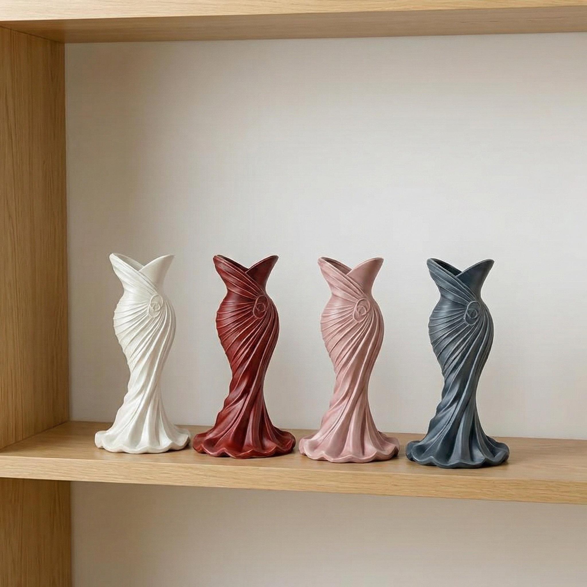4 Colors - 3D Printed Elegant Dress Vase 