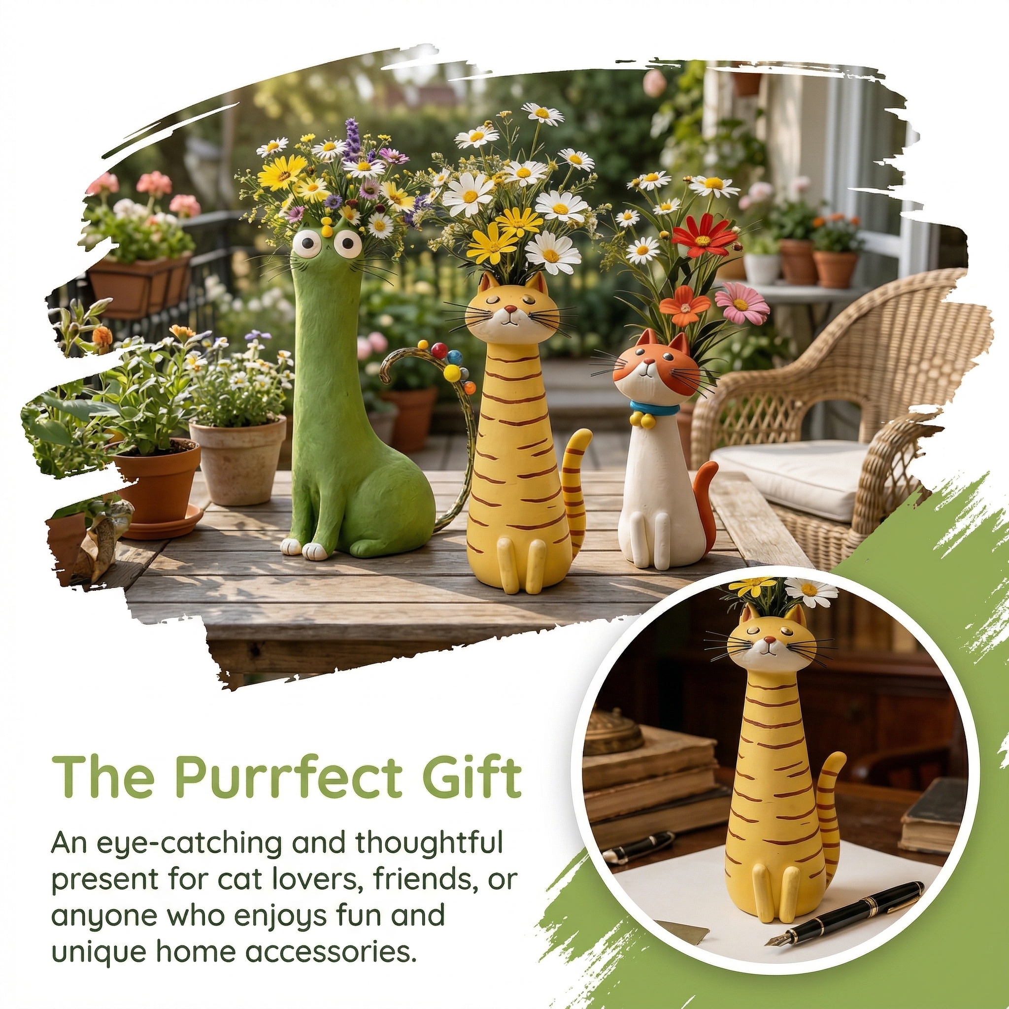 Fun Cat-Themed Vases