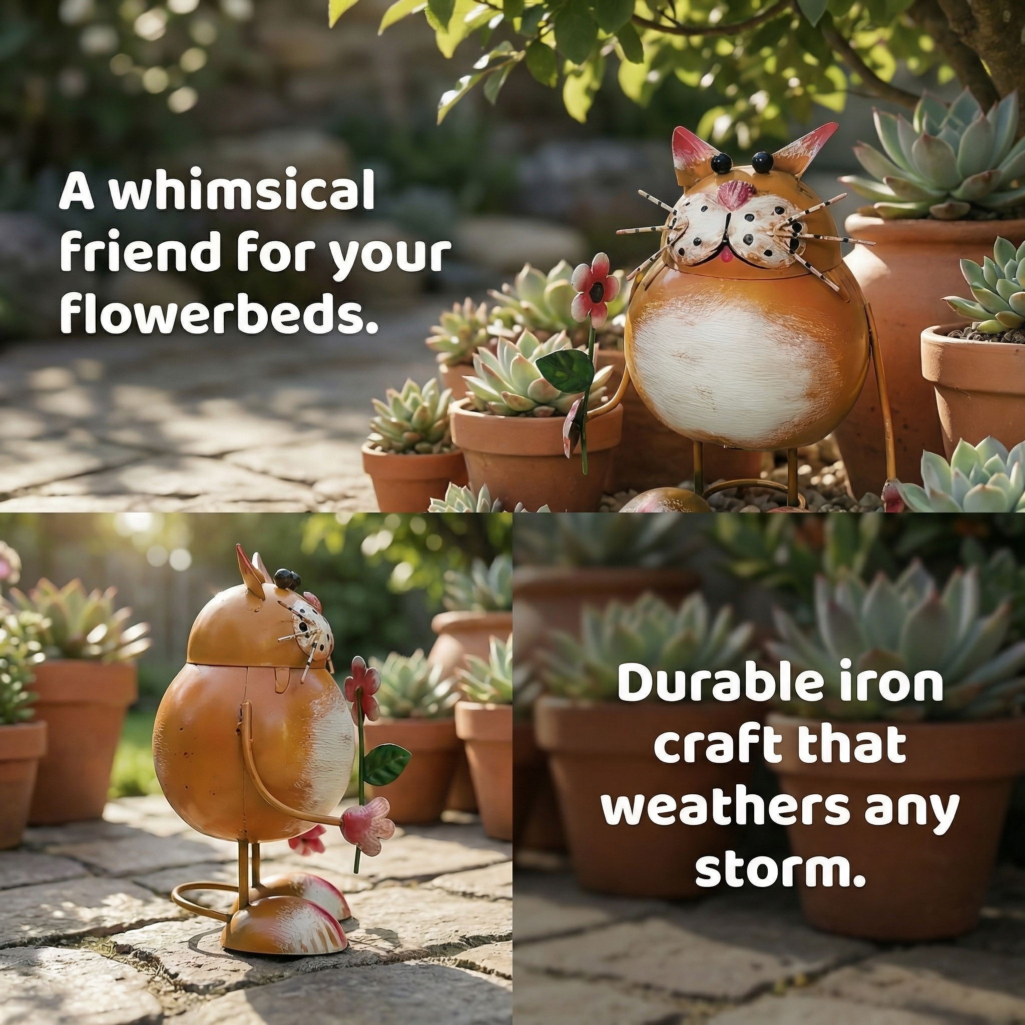 Rustic Cat-Shaped Iron Statue