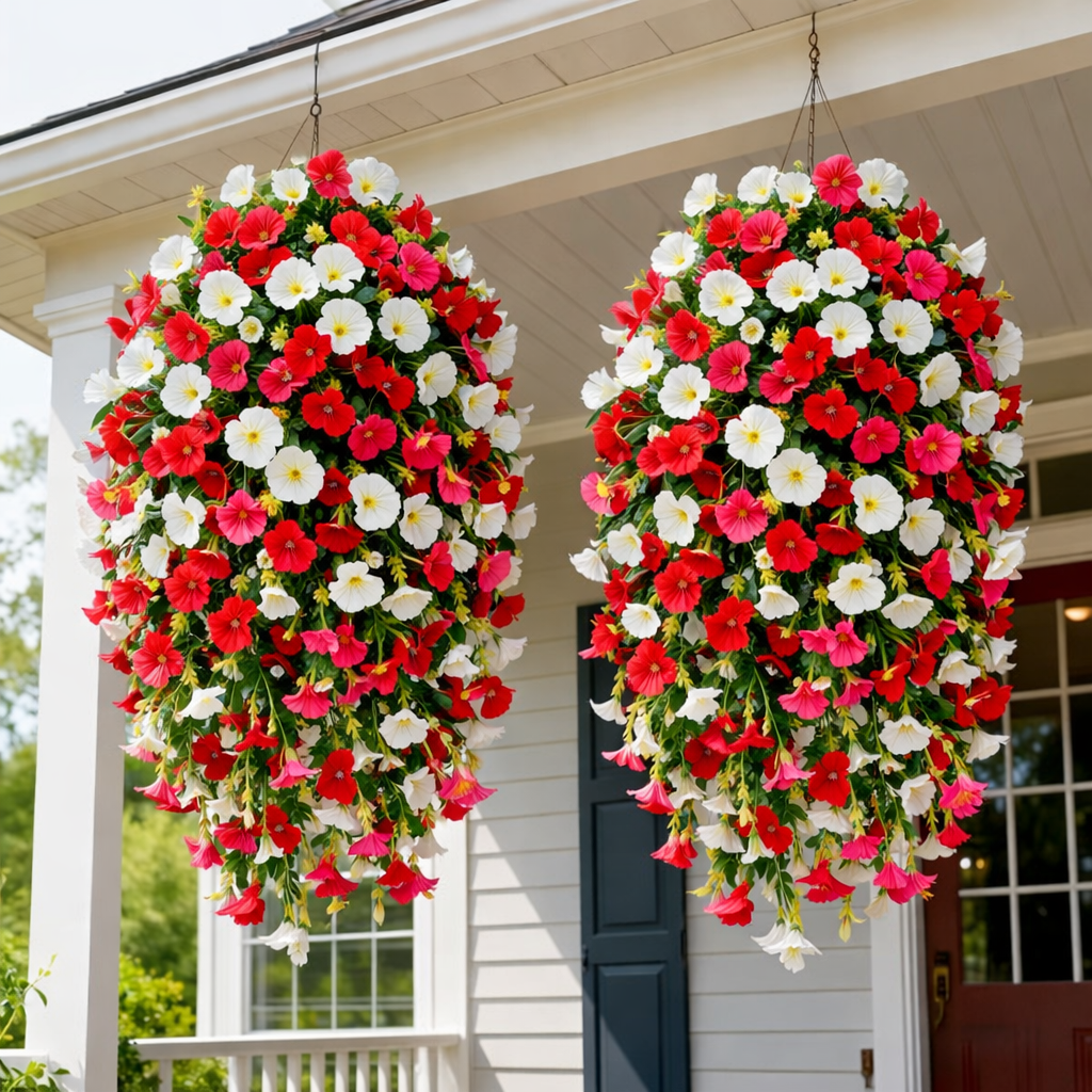 Artificial Faux Hanging Flowers Plants - UV resistant, Waterproof, Windproof , No watering , No wilting