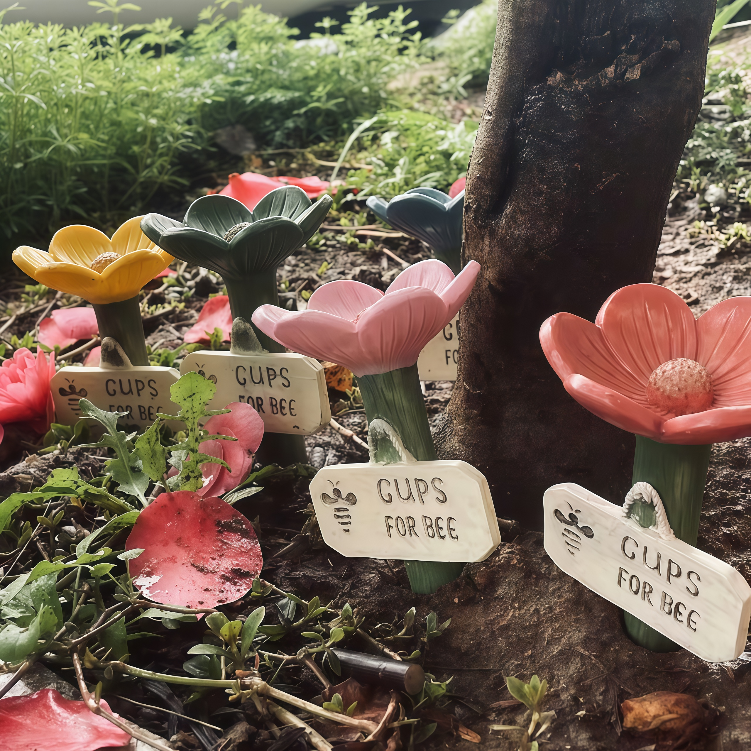 Flower-Shaped Ceramic Bee Watering Station